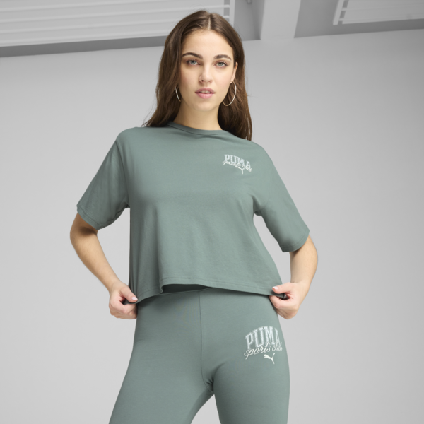 PUMA CLASS Relaxed Crop Tee Women, Green Moon, large-ZAF