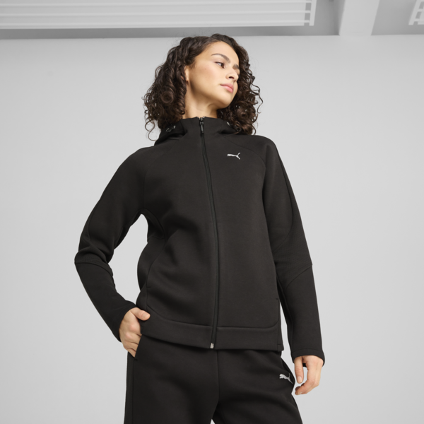 EVOSTRIPE Full-Zip Hoodie Women, PUMA Black, large-ZAF