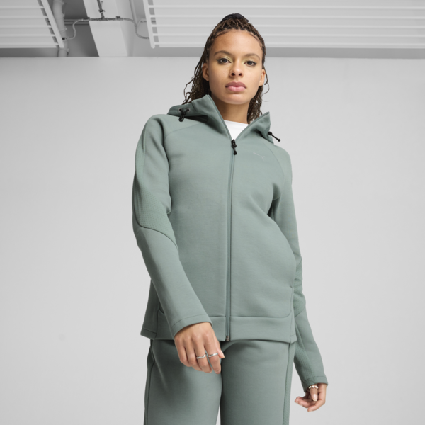 EVOSTRIPE Full-Zip Hoodie Women, Green Moon, large-ZAF