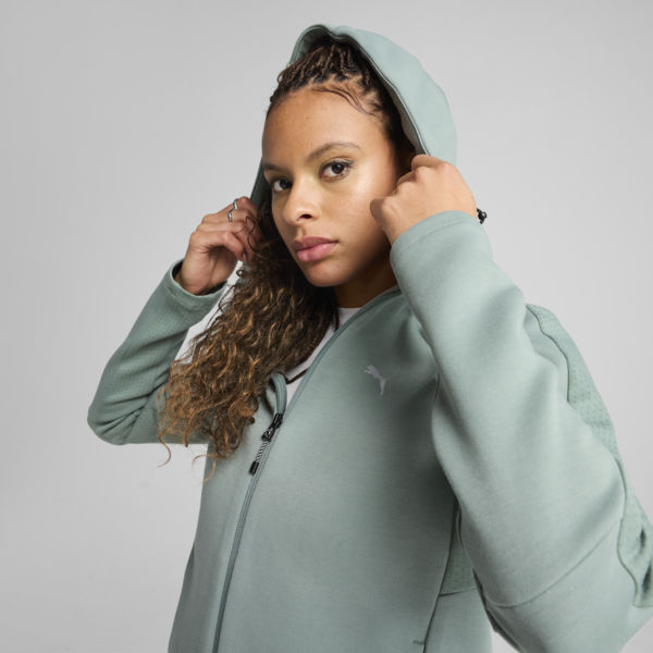 EVOSTRIPE Full-Zip Hoodie Women, Green Moon, large-ZAF