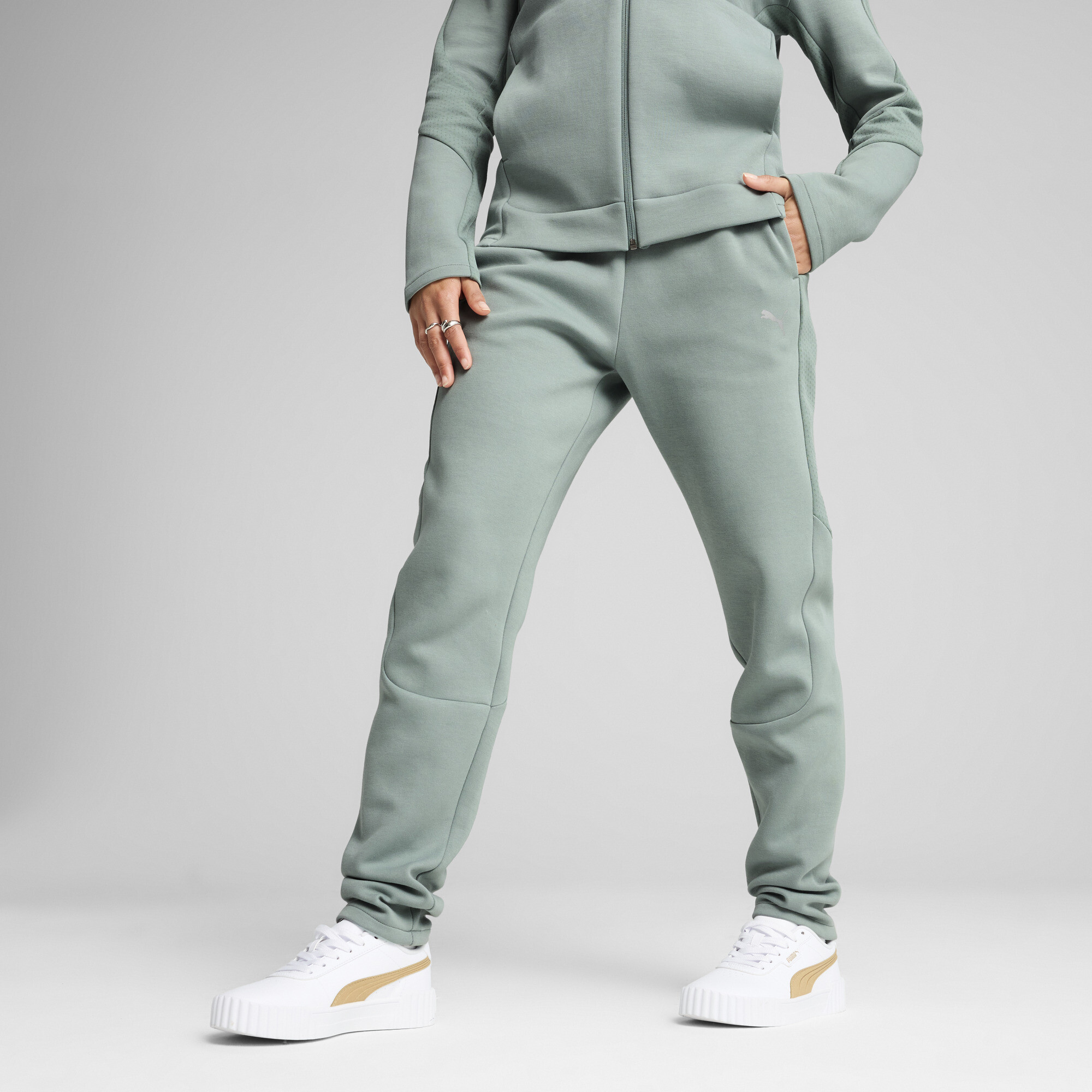 Puma EVOSTRIPE Jogginghose Damen | Mit Plain | Green Moon | Größe: S