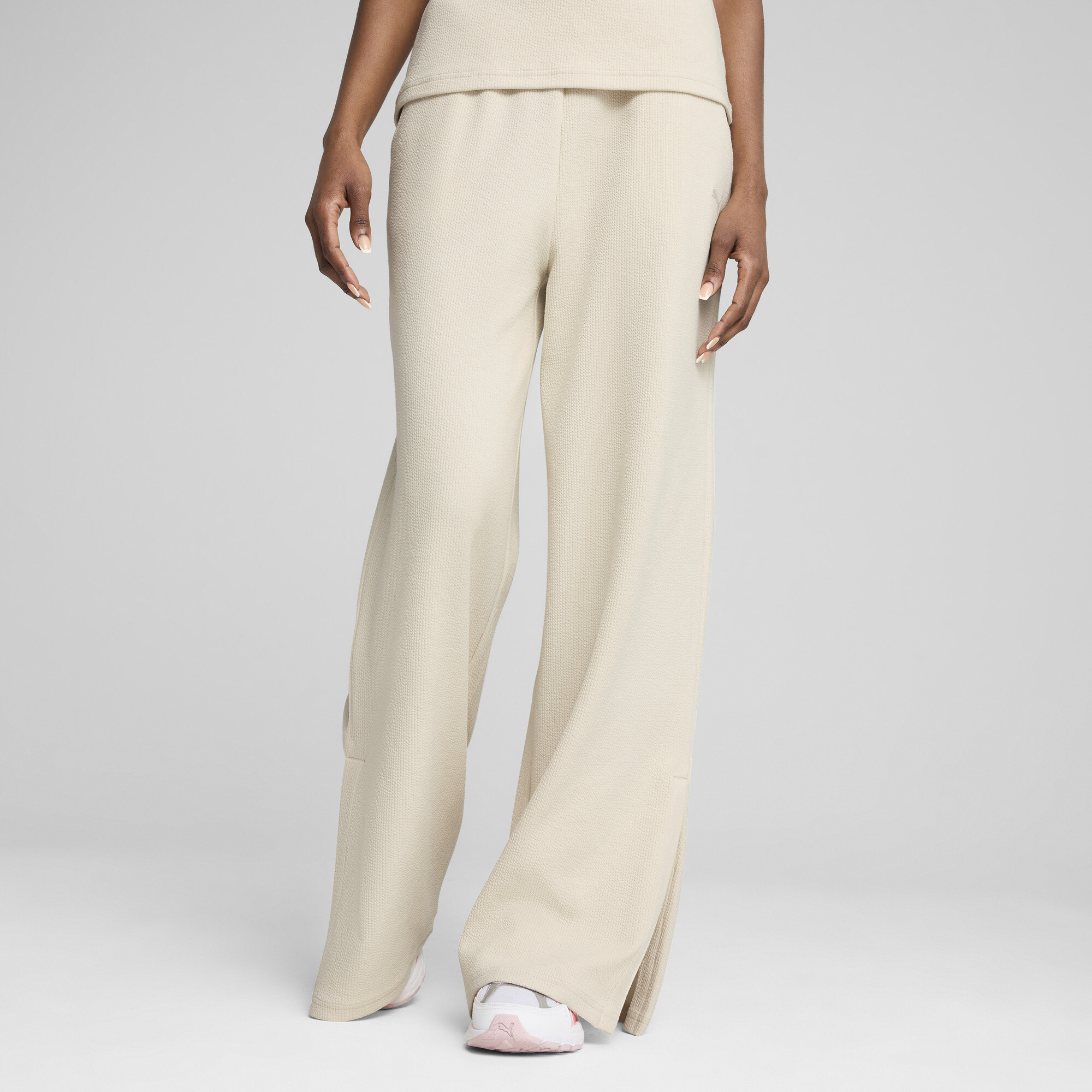 PUMA Her Women's Comfort High-Waist Pants in White, Size XL