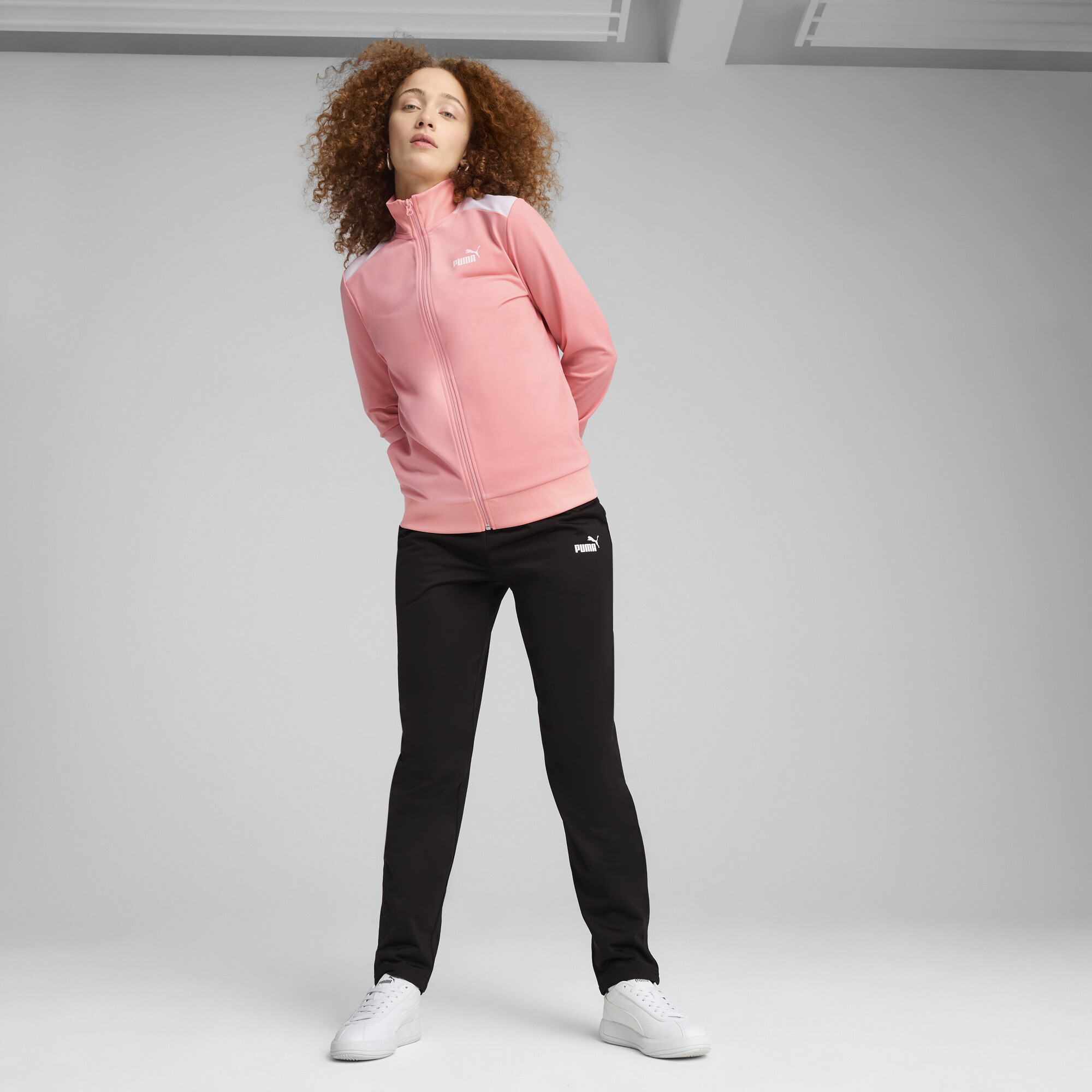 Puma Poly Anzug Damen | Mit Color Blocking | Pink Fruit | Größe: S