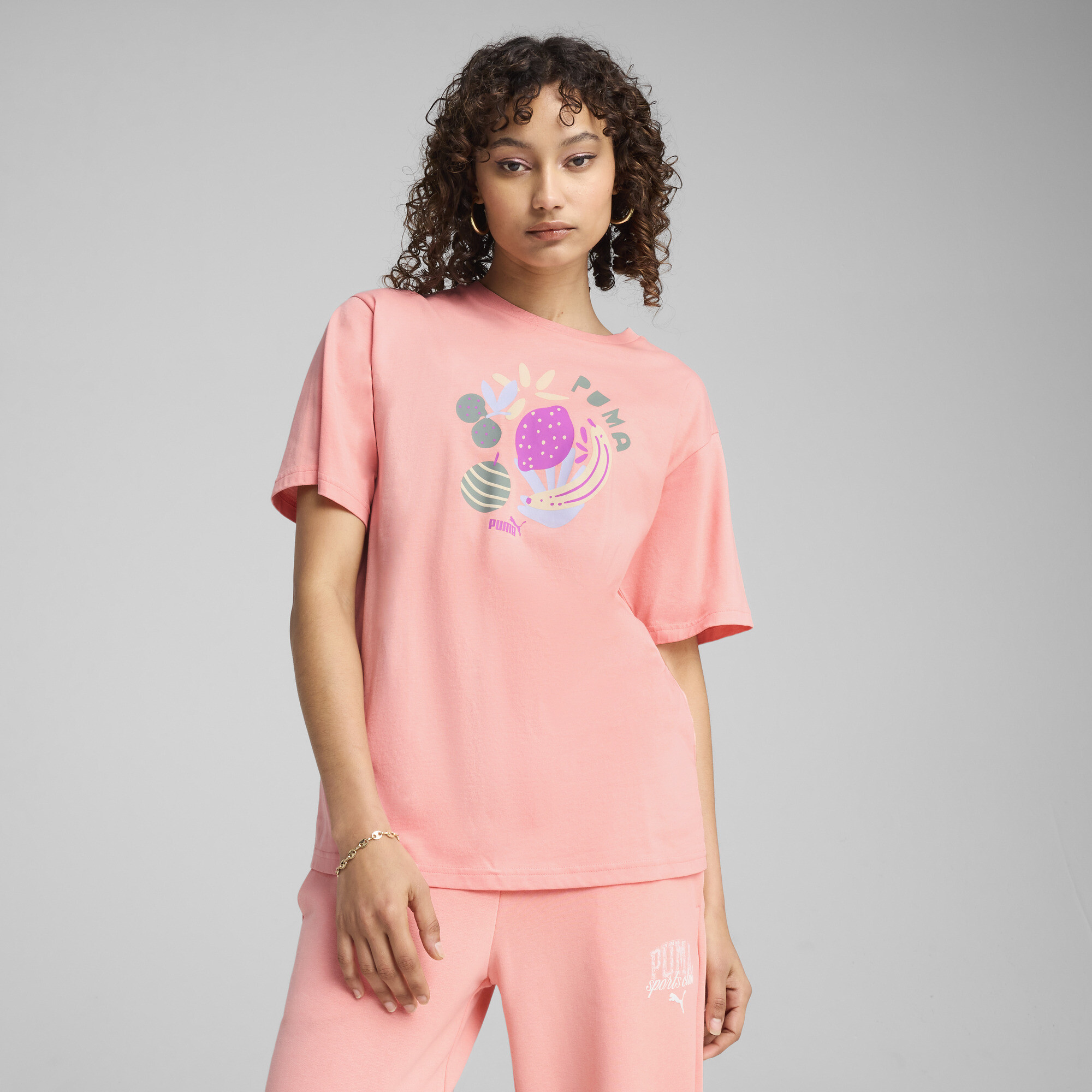 Puma GRAPHICS Relaxed Fruity T-Shirt Damen | Mit Print | Pink Fruit | Größe: L