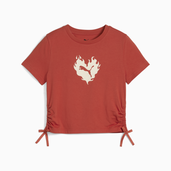 Playera FLAMING LOVE Knotted para adolescentes, Red Fire, large-MEX