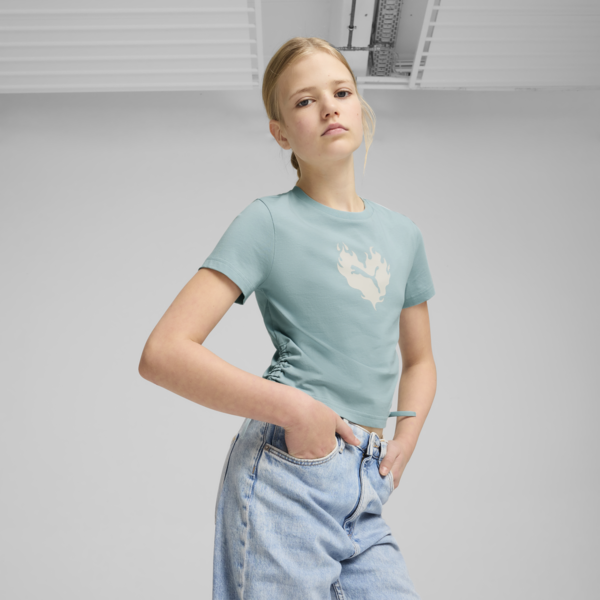FLAMING LOVE Knotted Tee Youth, Modern Mint, large-ZAF