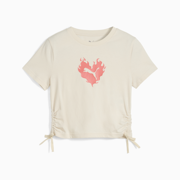 Playera FLAMING LOVE Knotted para adolescentes, Alpine Snow, large-MEX