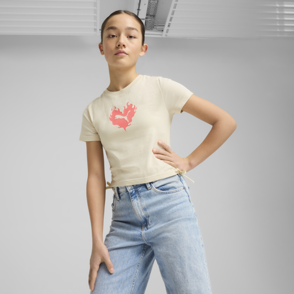 Playera FLAMING LOVE Knotted para adolescentes, Alpine Snow, large-MEX