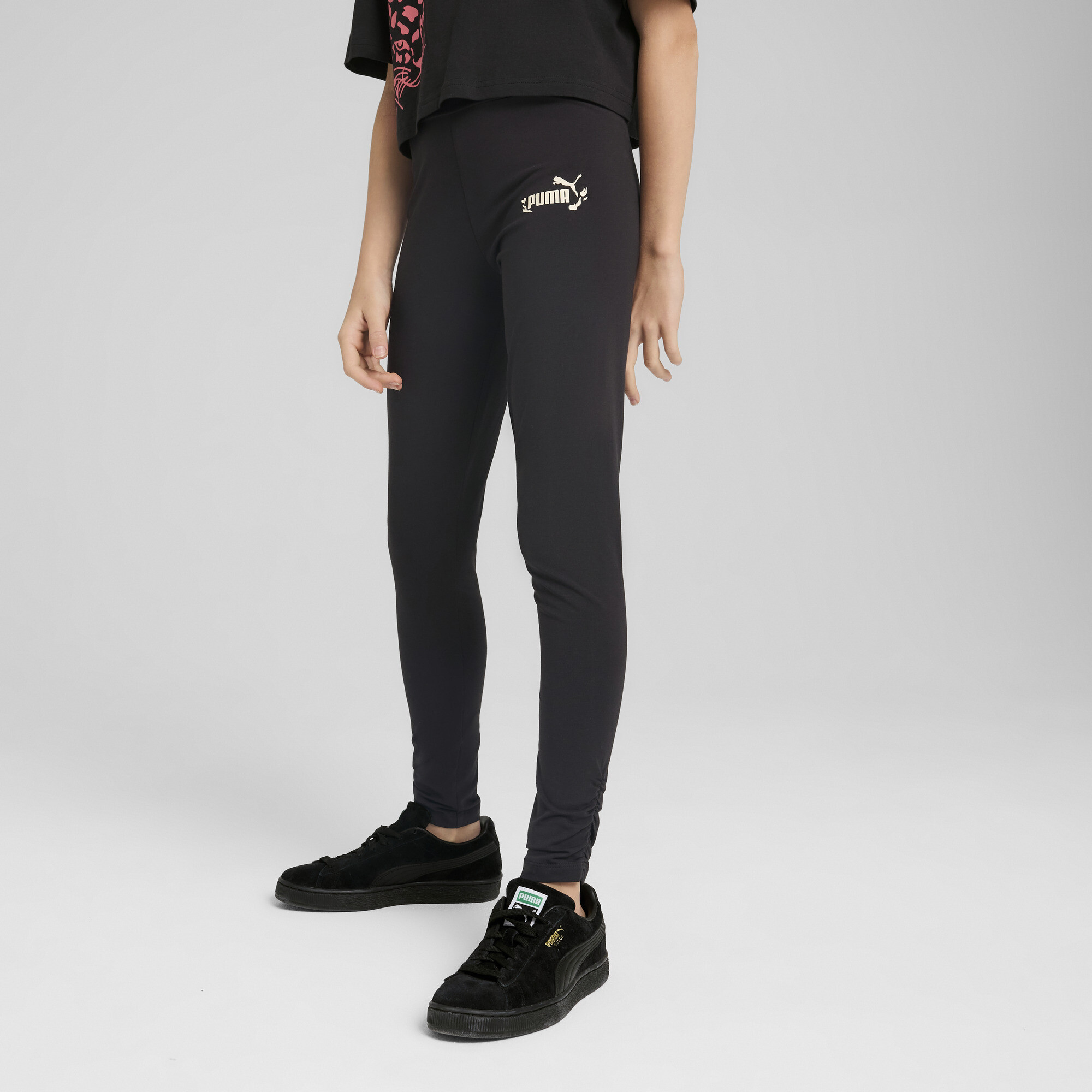 Puma Flaming Love Leggings Teenager Für Damen Für Kinder | Mit Print | Black | Größe: 7-8Y