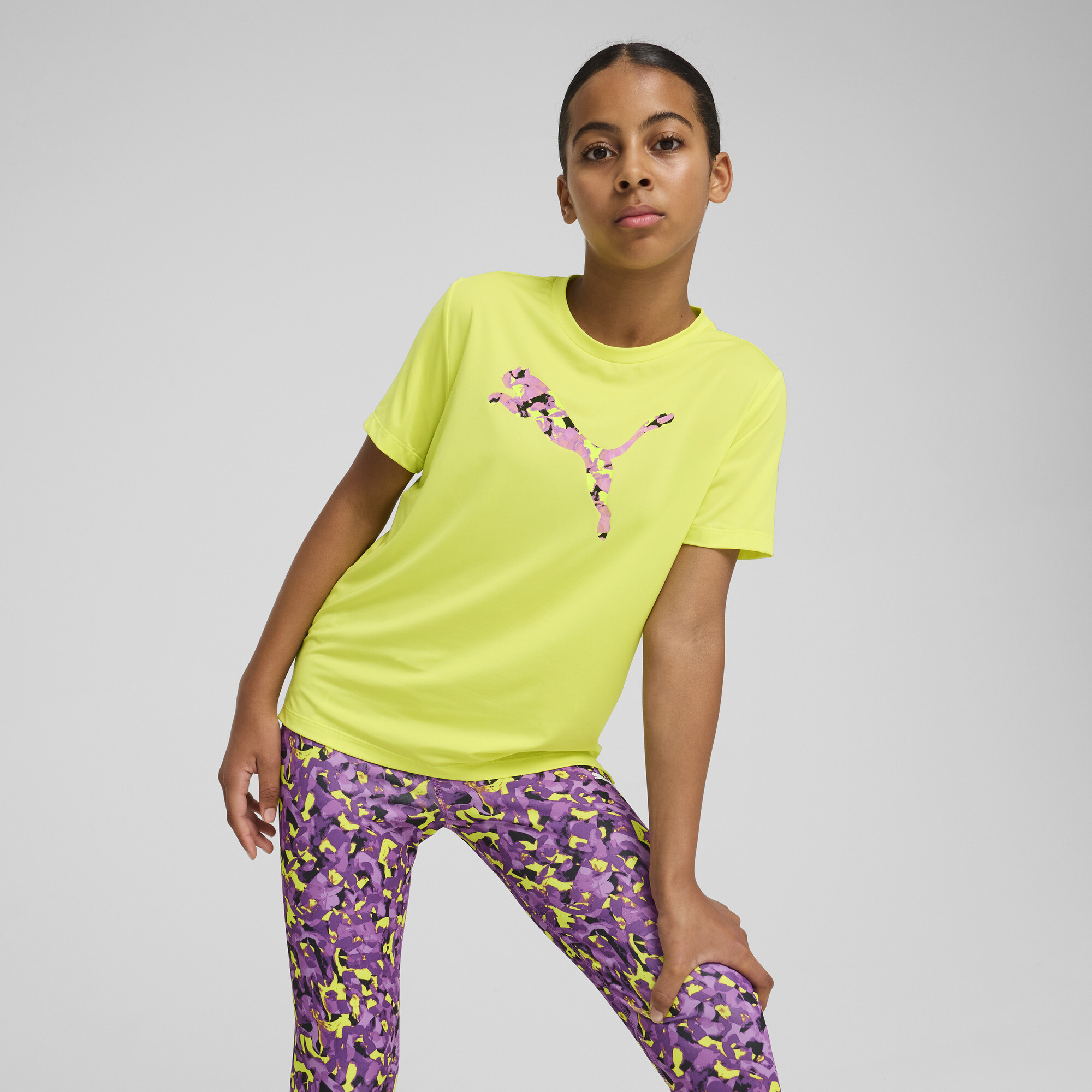 Puma Train All Day Essentials Cat Logo Graphic T-Shirt Teenager Für Damen Für Kinder | Mit Logo Print | Lemon Sherbert |...