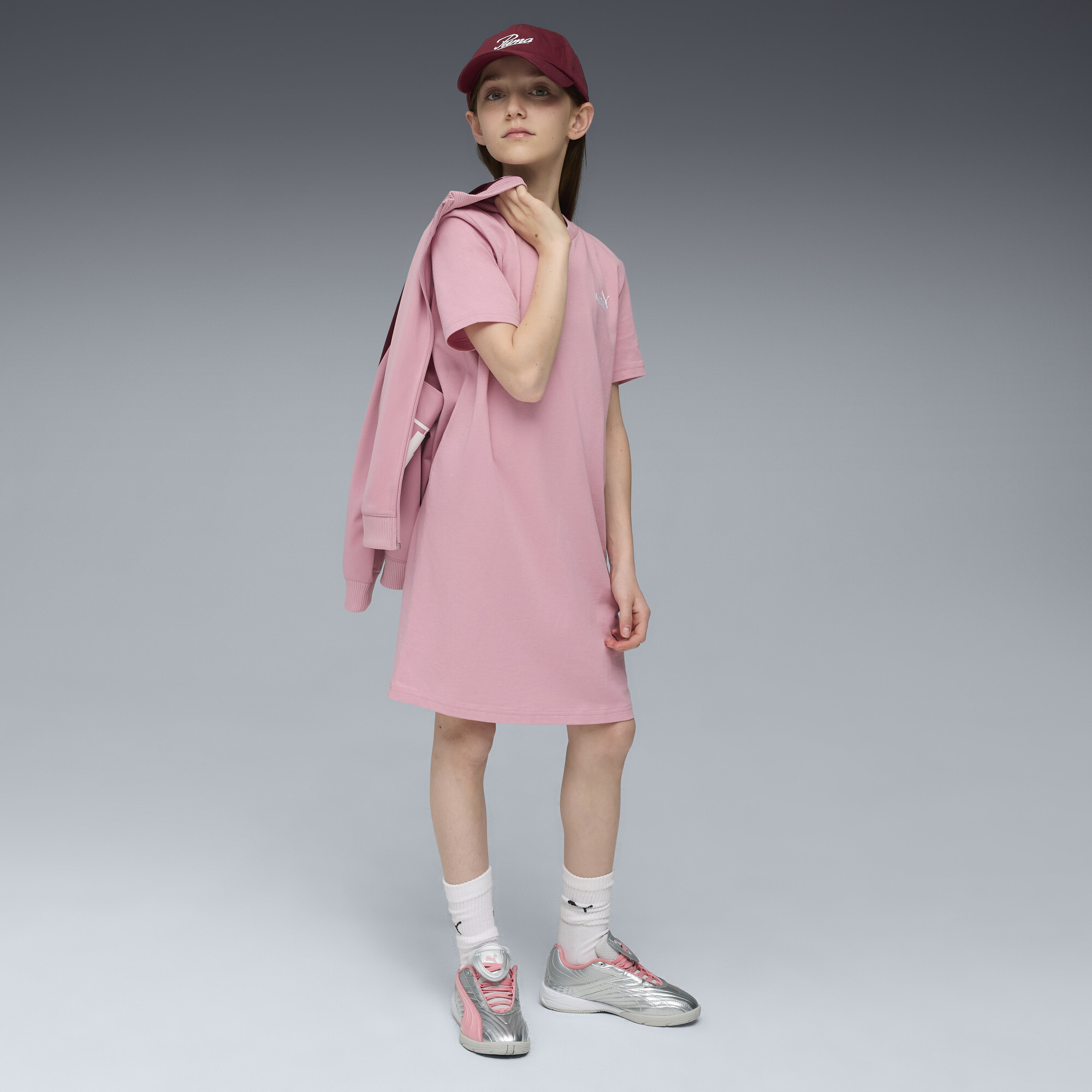 PUMA Essentials No. 1-logo jurk met korte mouwen voor Dames, Roze, Maat 11-12Y thumbnail 2