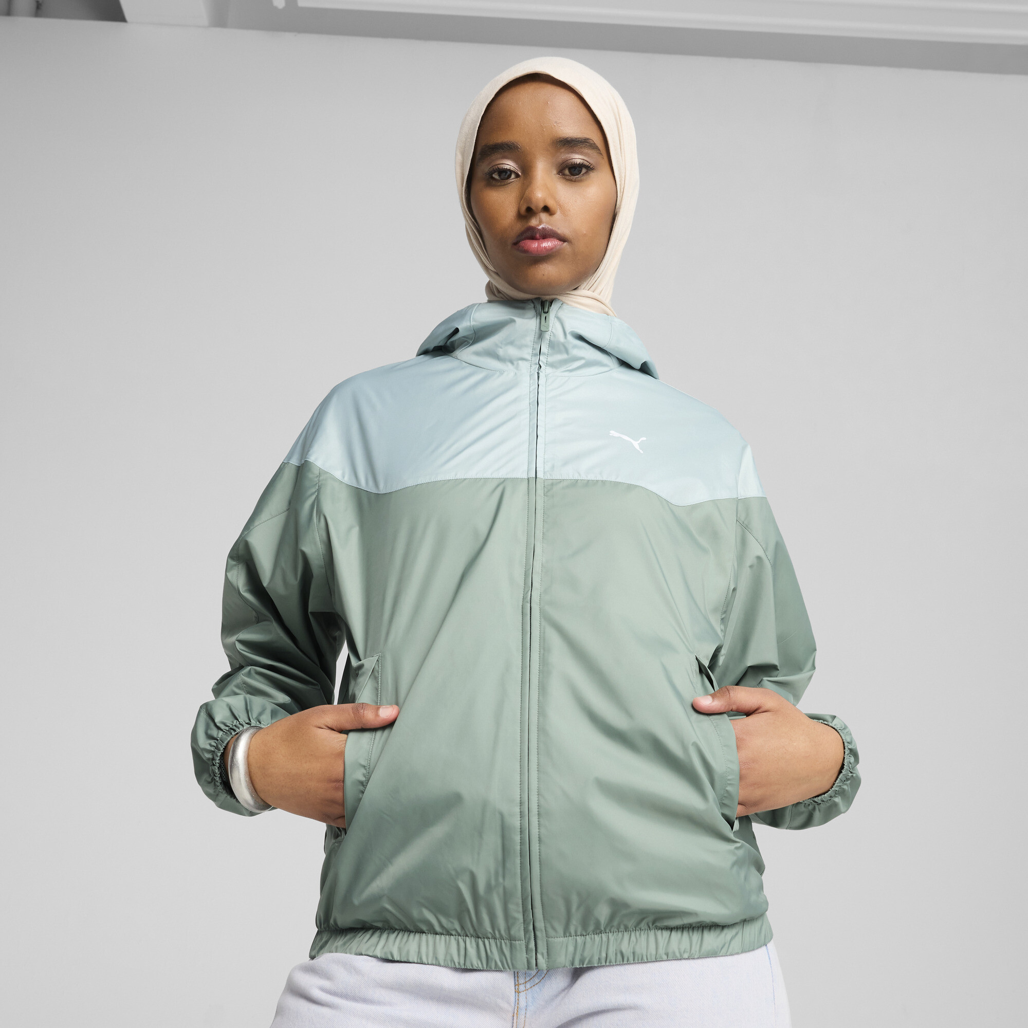 Puma Essentials Relaxed Windjacke Damen | Mit Plain | Green Moon | Größe: XS