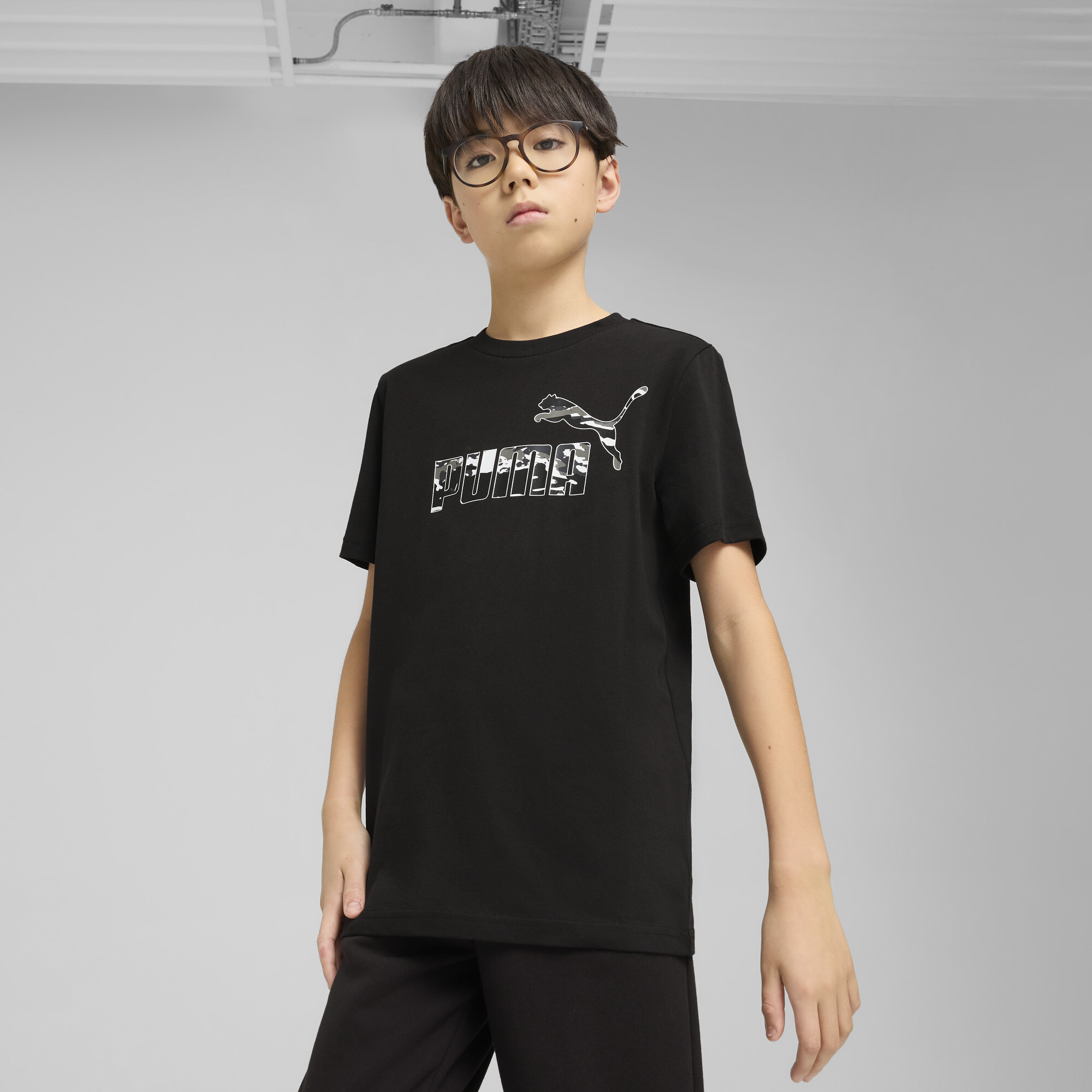 Puma Essentials Camo T-Shirt Teenager Für Herren Für Damen Für Kinder | Mit Camouflage | Black | Größe: 9-10Y