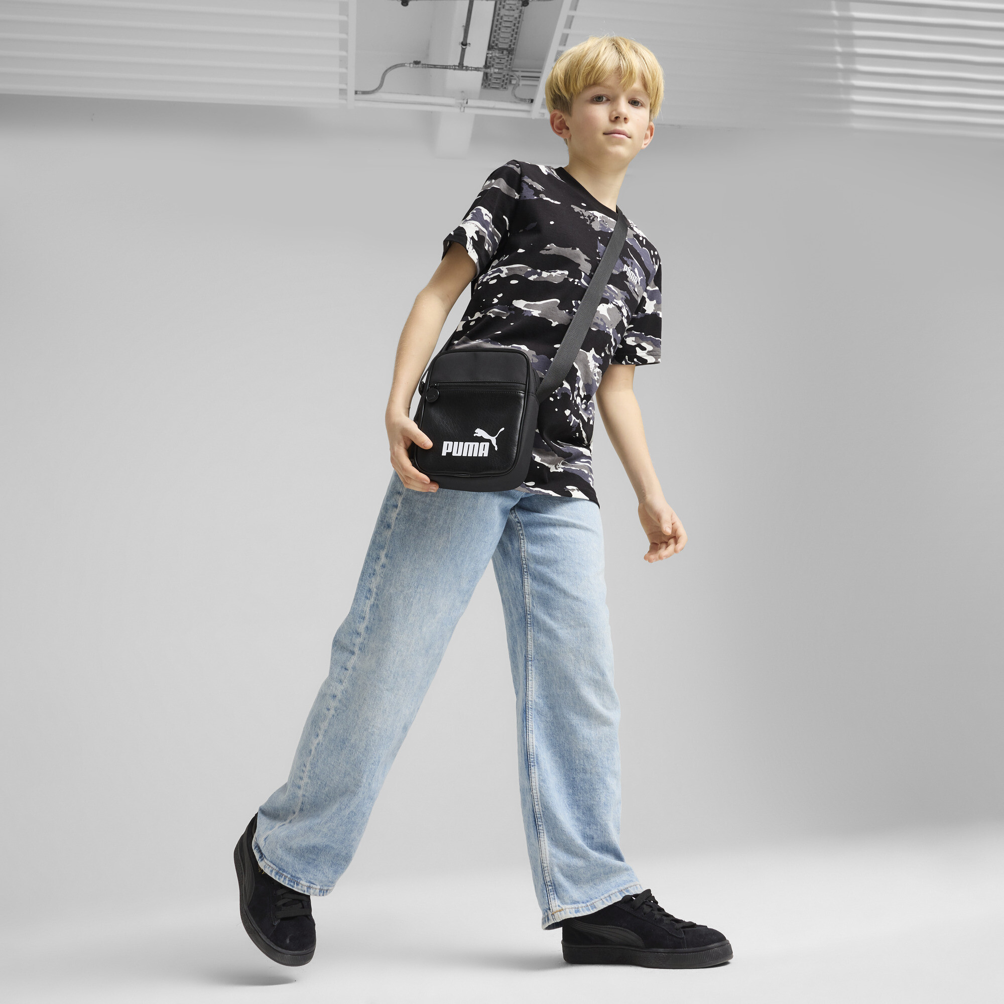 Essentials camouflage T-shirt voor Heren, Zwart, Maat 11-12Y | PUMA