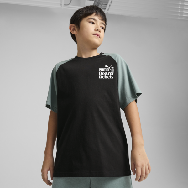 Mid 90s Graphic Tee II Youth, PUMA Black, large-MEX