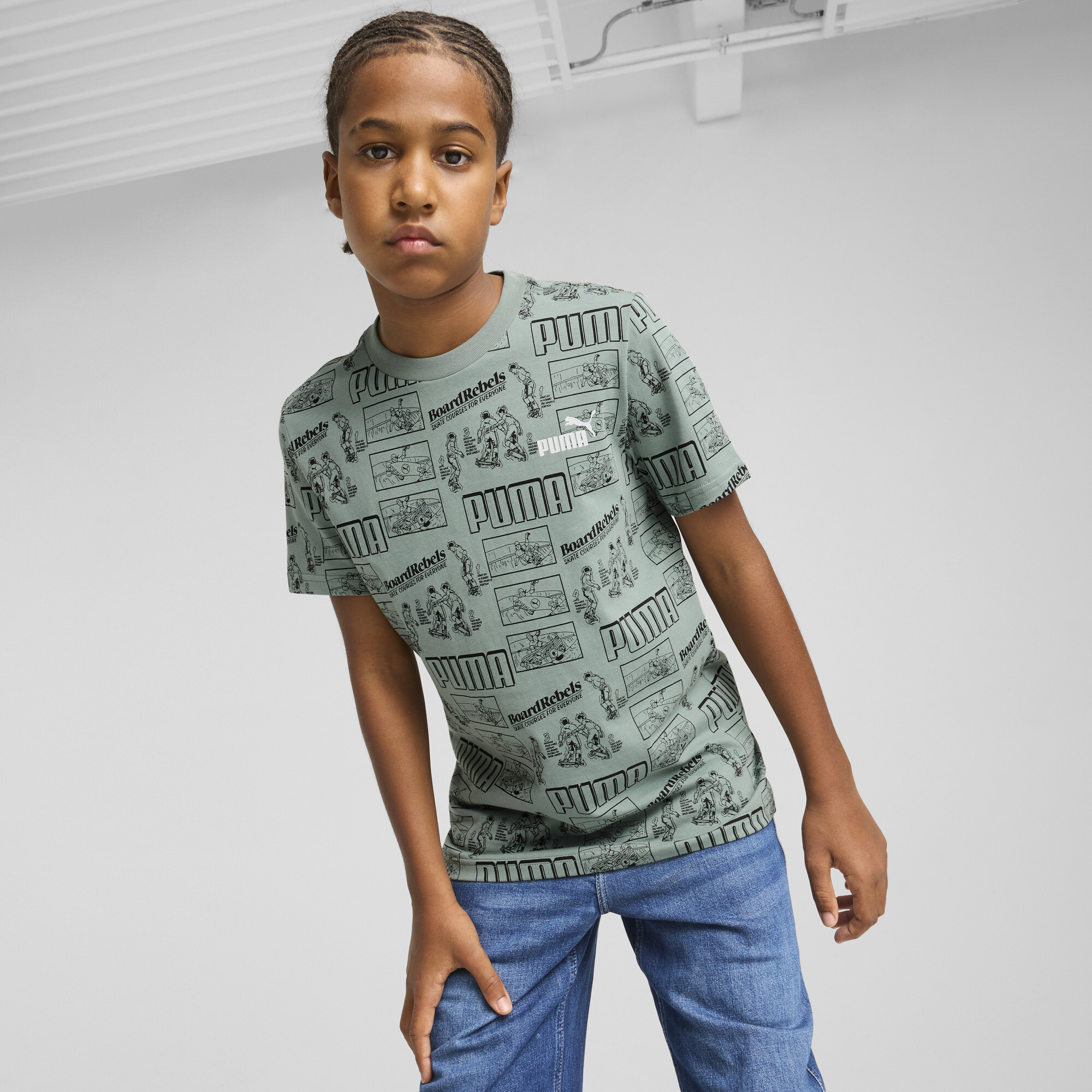 Puma Mid 90s T-Shirt Teenager Für Herren Für Damen Für Kinder | Mit Print | Green Moon | Größe: 7-8Y