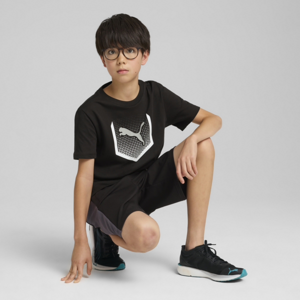 Active Sports Graphic Tee Youth, PUMA Black, large-ZAF