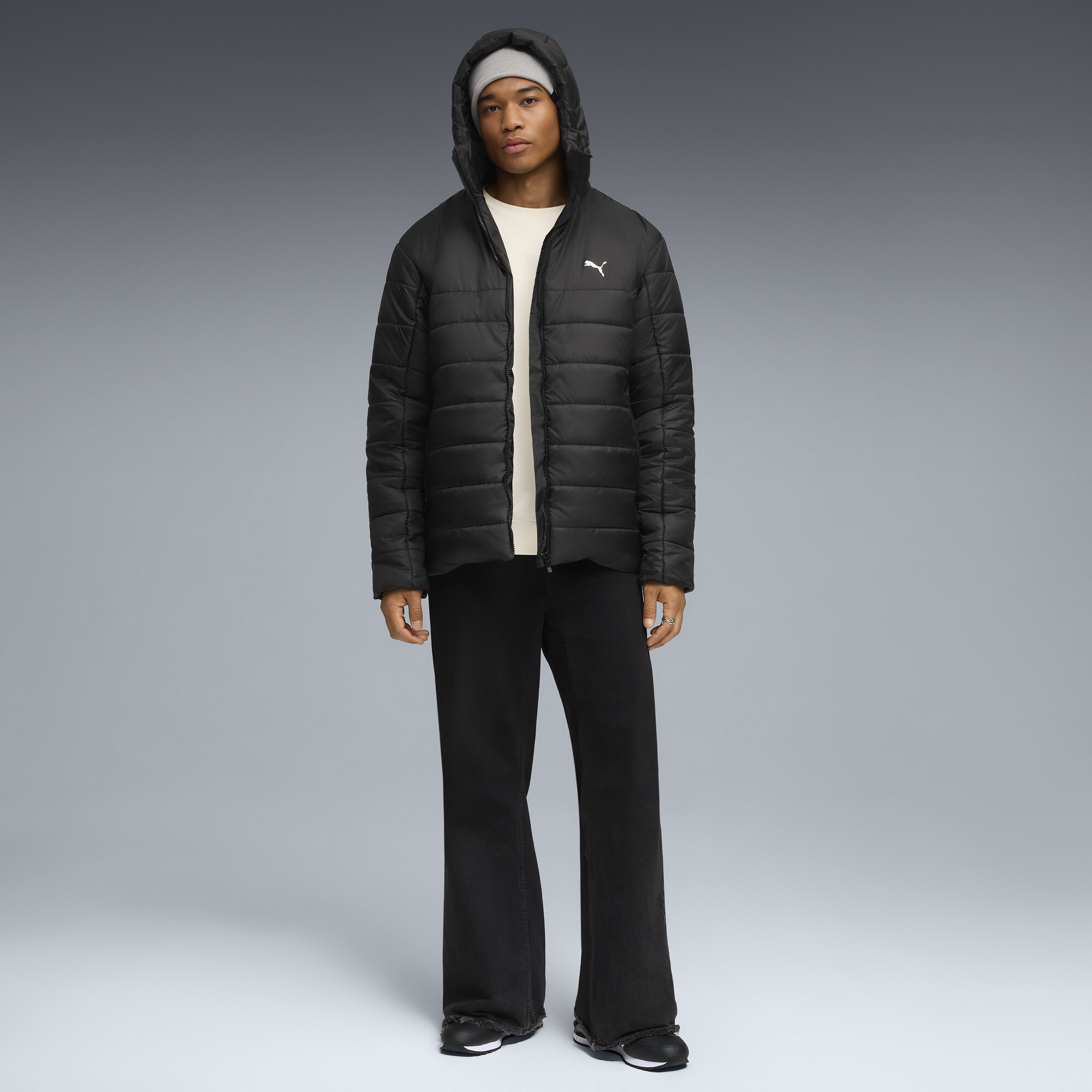 PUMA Essentials gewatteerd jack met capuchon voor Heren, Zwart, Maat 4XL thumbnail 6