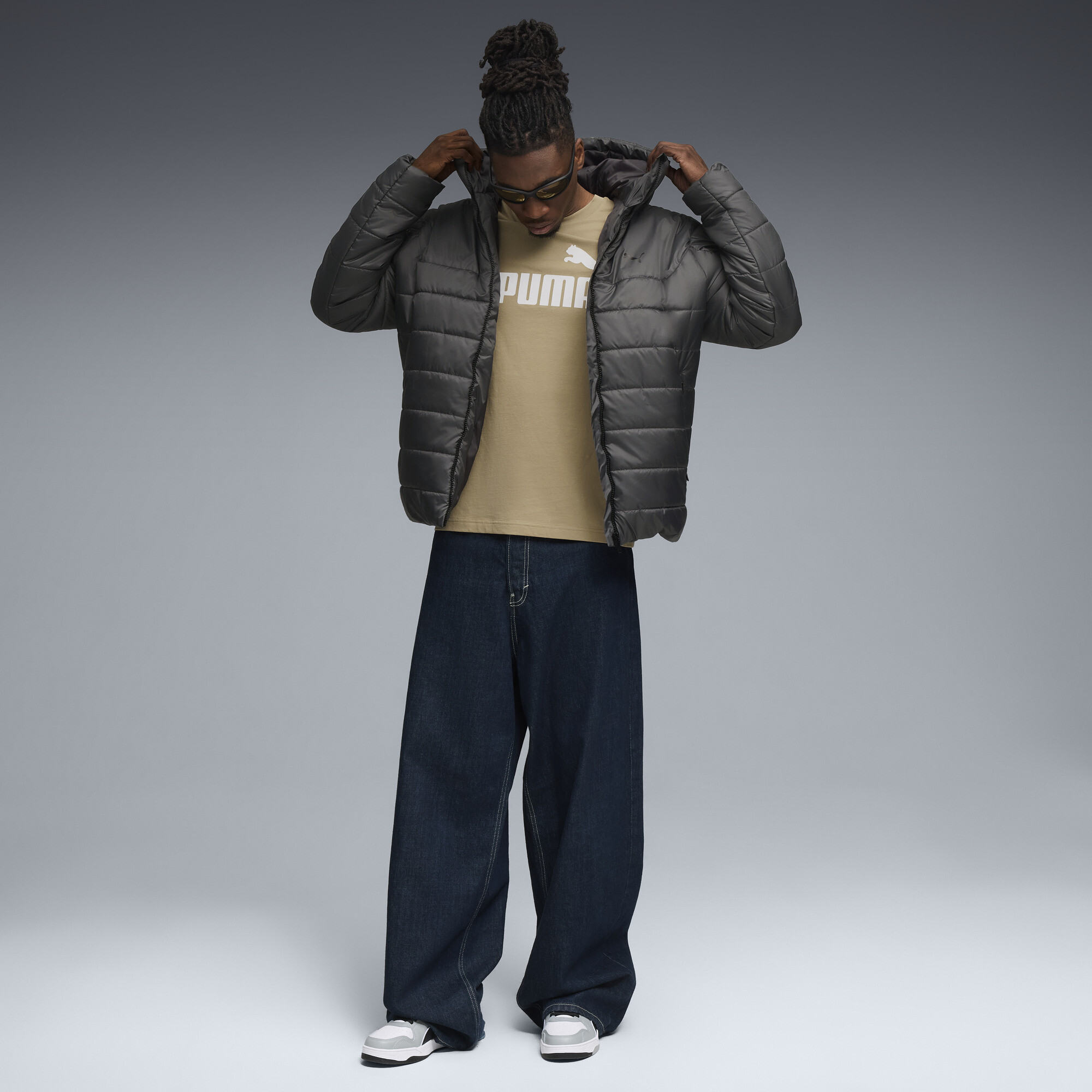 PUMA Essentials gewatteerd jack met capuchon voor Heren, Grijs, Maat XL thumbnail 4