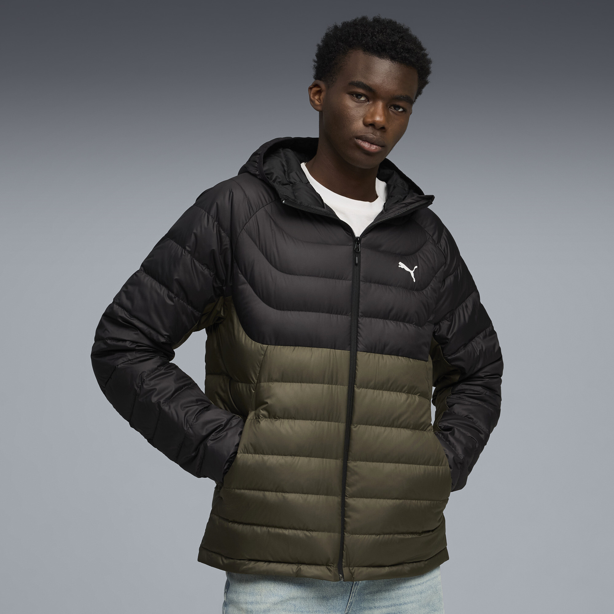 Пуховик PACKLITE Hooded Down Jacket Men | Цвет: Зеленый | Dark