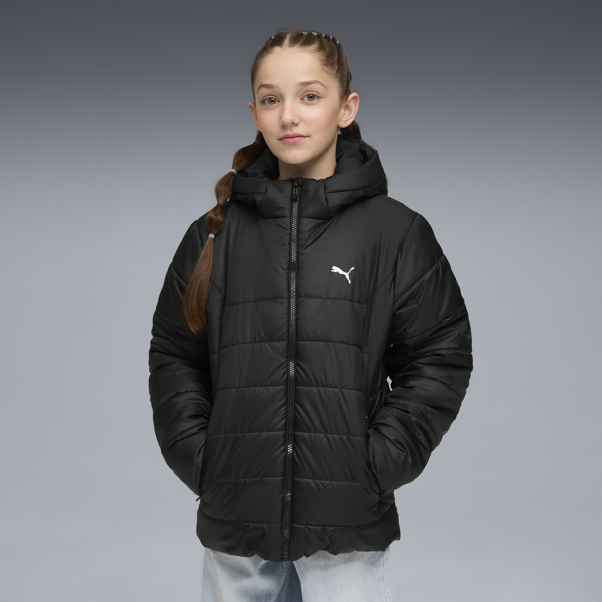 PUMA Essentials Outerwear Big Kids' Puffer Jacket in Black, Size M