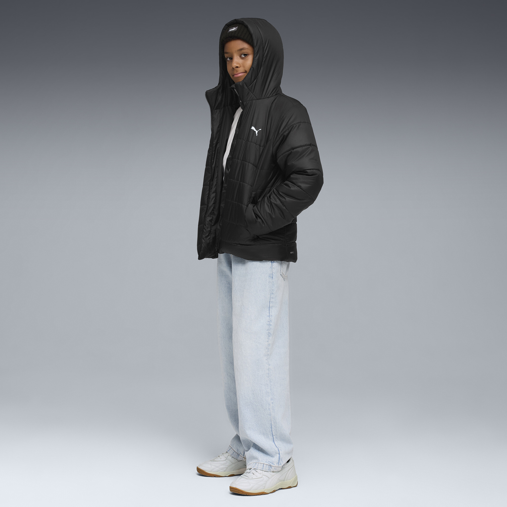 PUMA Essentials gewatteerd jack met capuchon, Zwart, Maat 5-6Y thumbnail 5