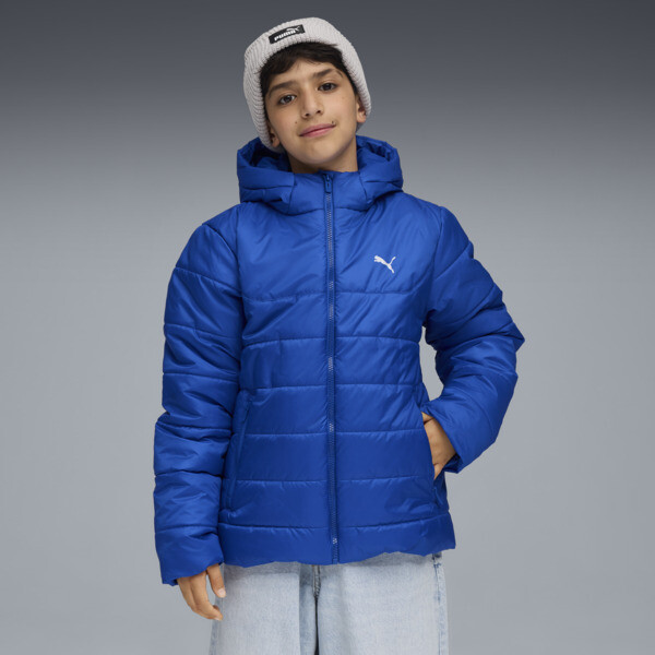 Campera PUMA acolchada con capucha Essentials juvenil En Mountain Azul
