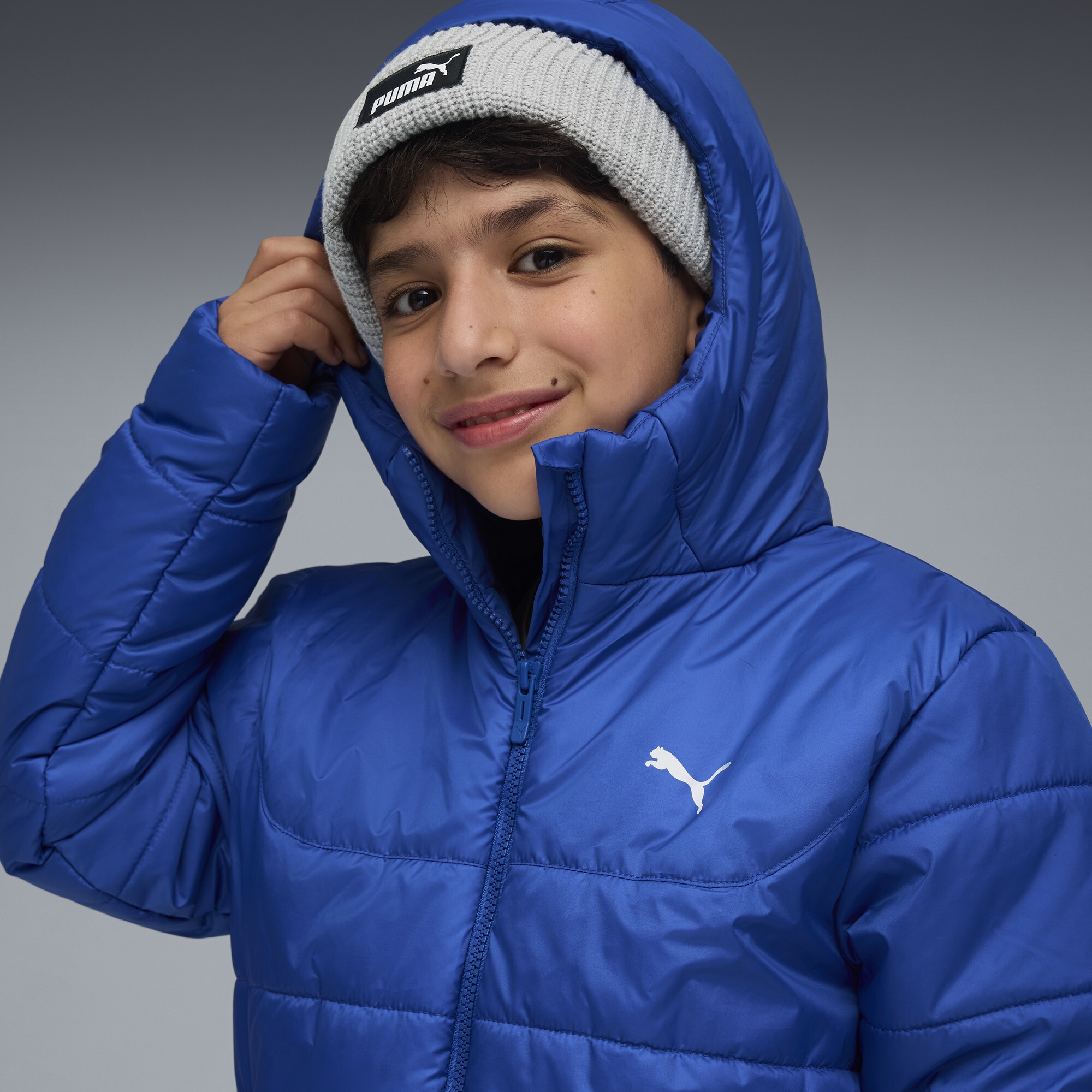 PUMA Essentials gewatteerd jack met capuchon, Blauw, Maat 11-12Y thumbnail 6