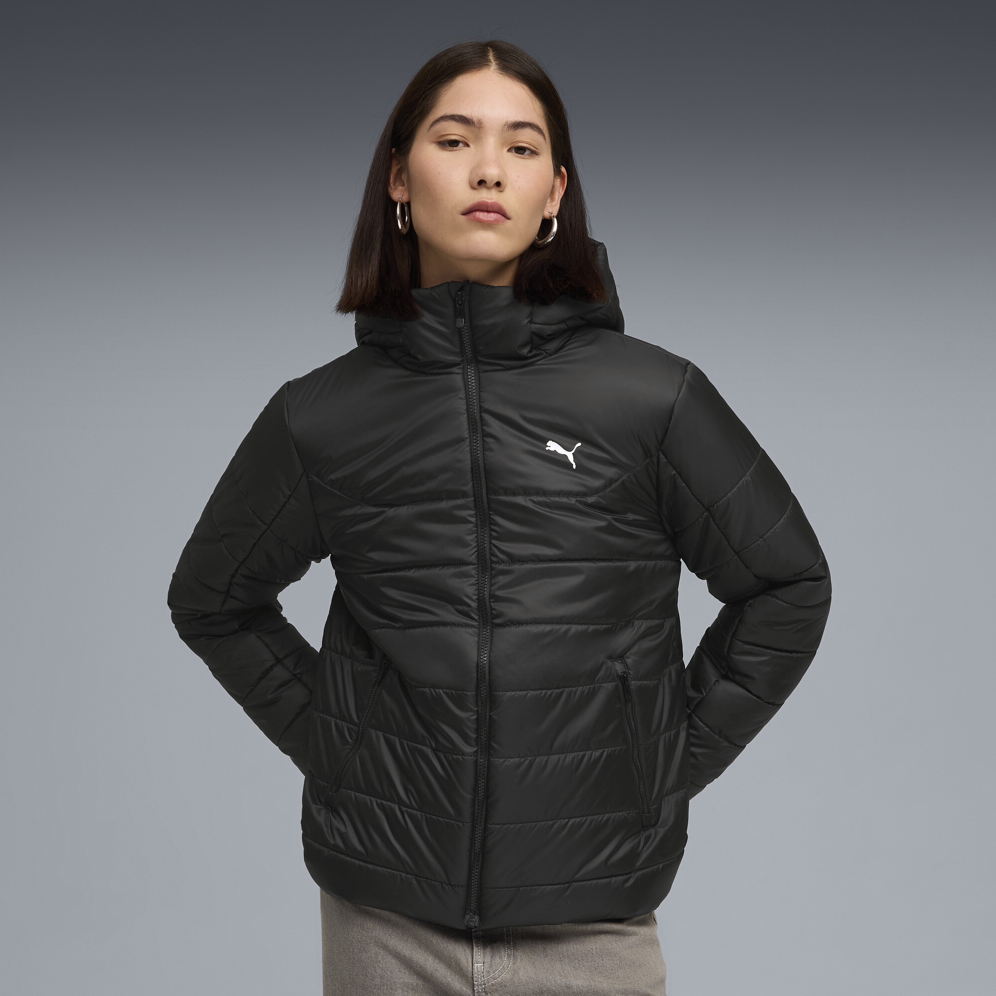 Chaqueta acolchada con capucha Essentials para mujer