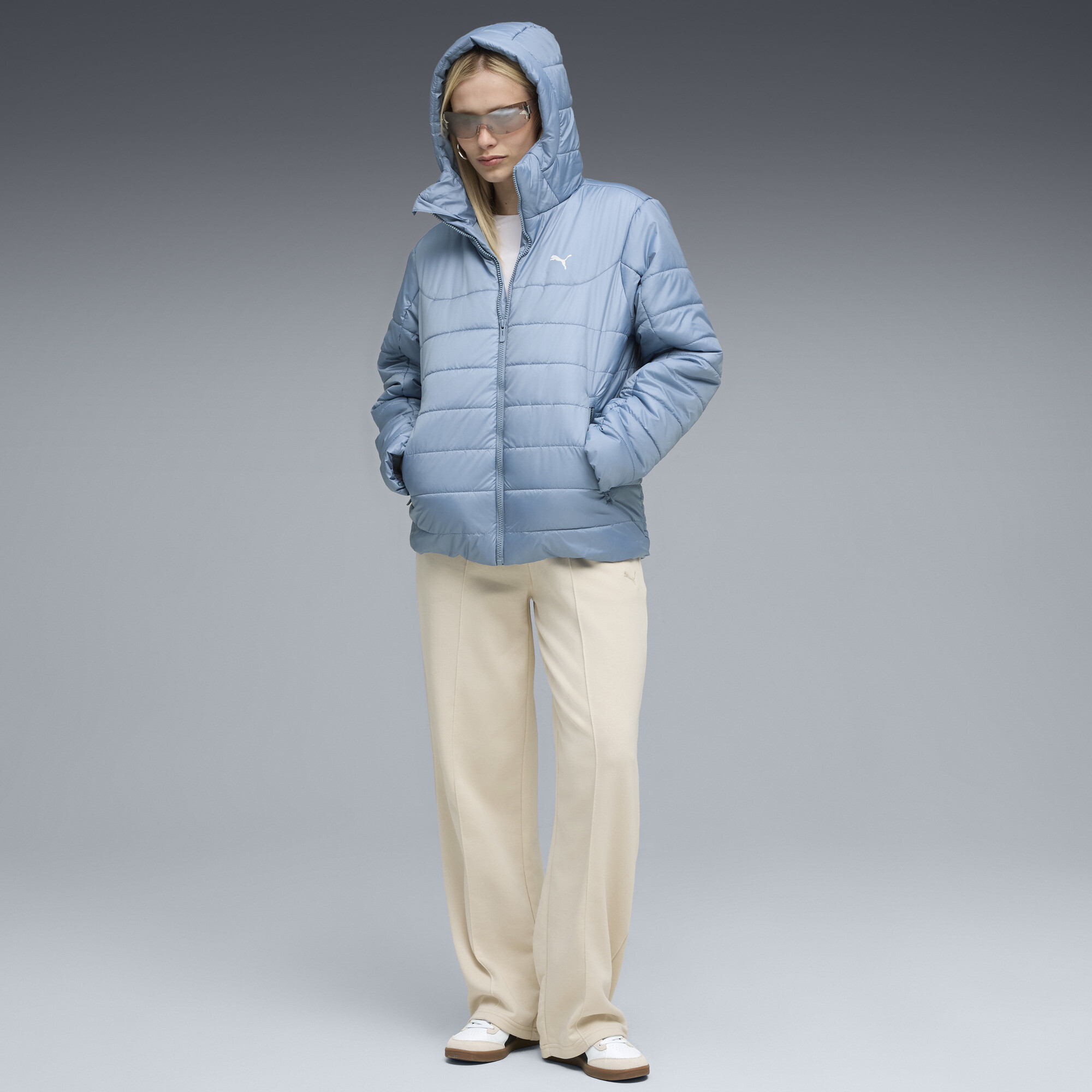 PUMA Essentials gewatteerd jack met capuchon voor Dames, Blauw, Maat XS thumbnail 4