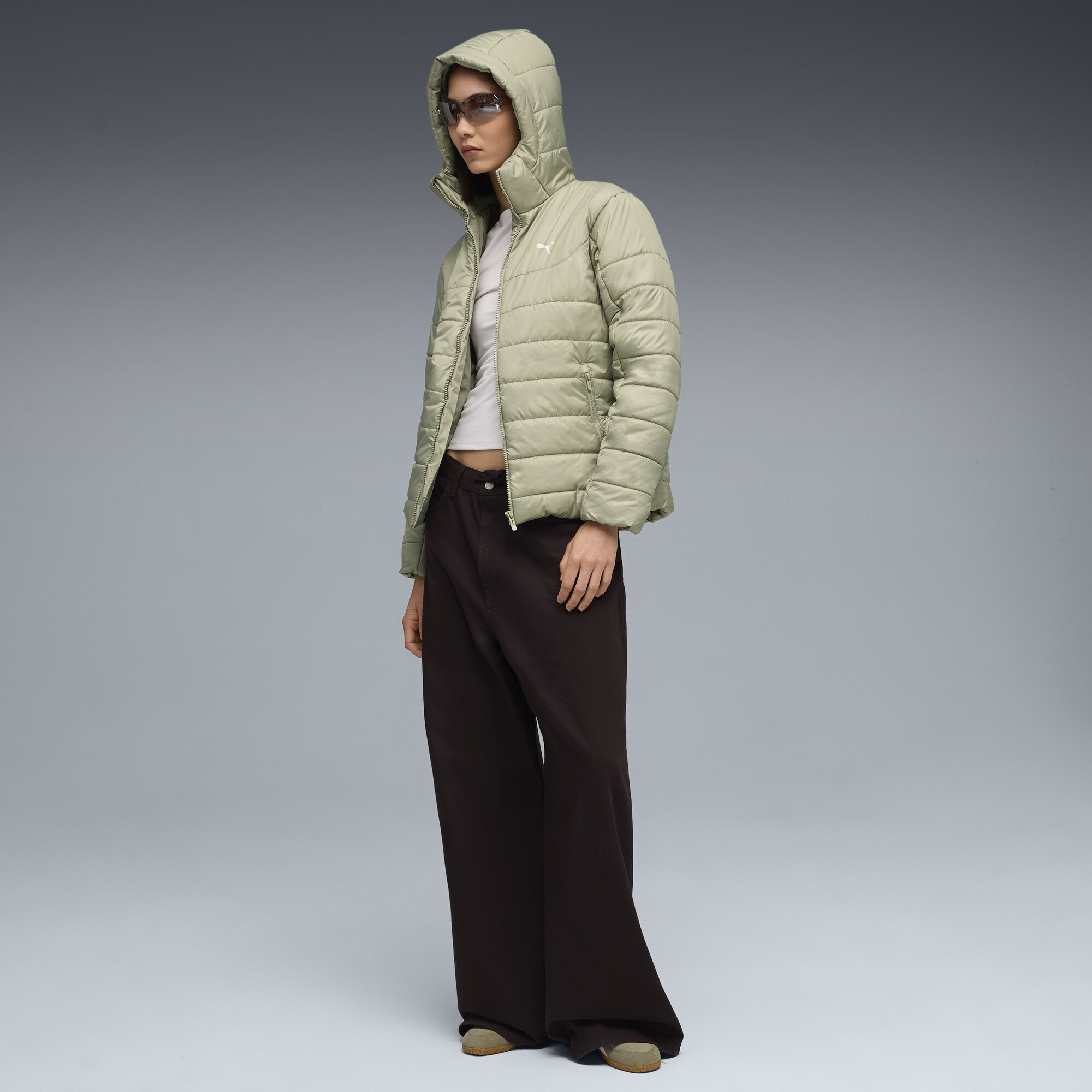 PUMA Essentials gewatteerd jack met capuchon voor Dames, Maat L thumbnail 4