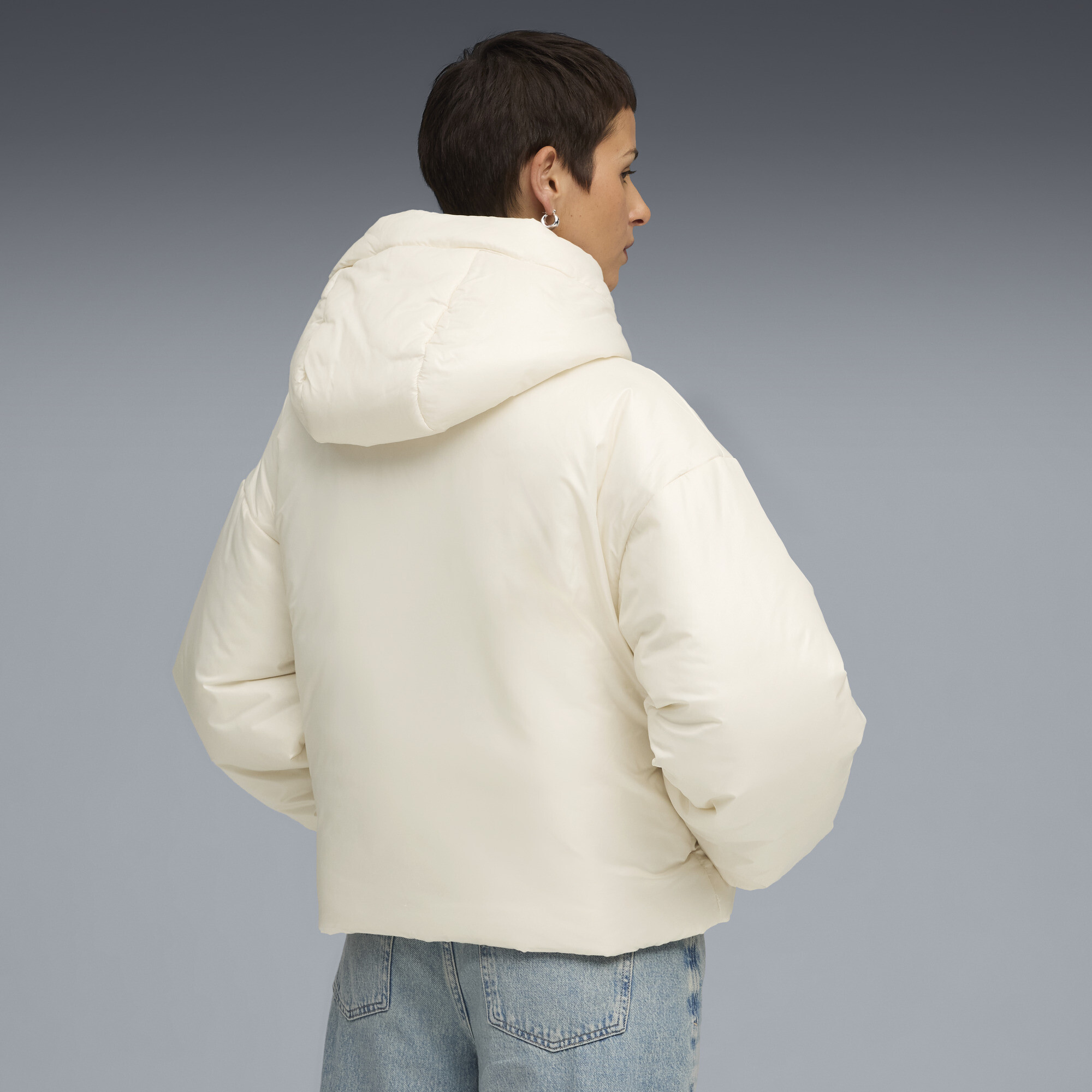 PUMA Wardrobe Essentials glanzende gewatteerde jas met capuchon voor Dames, Maat L thumbnail 5