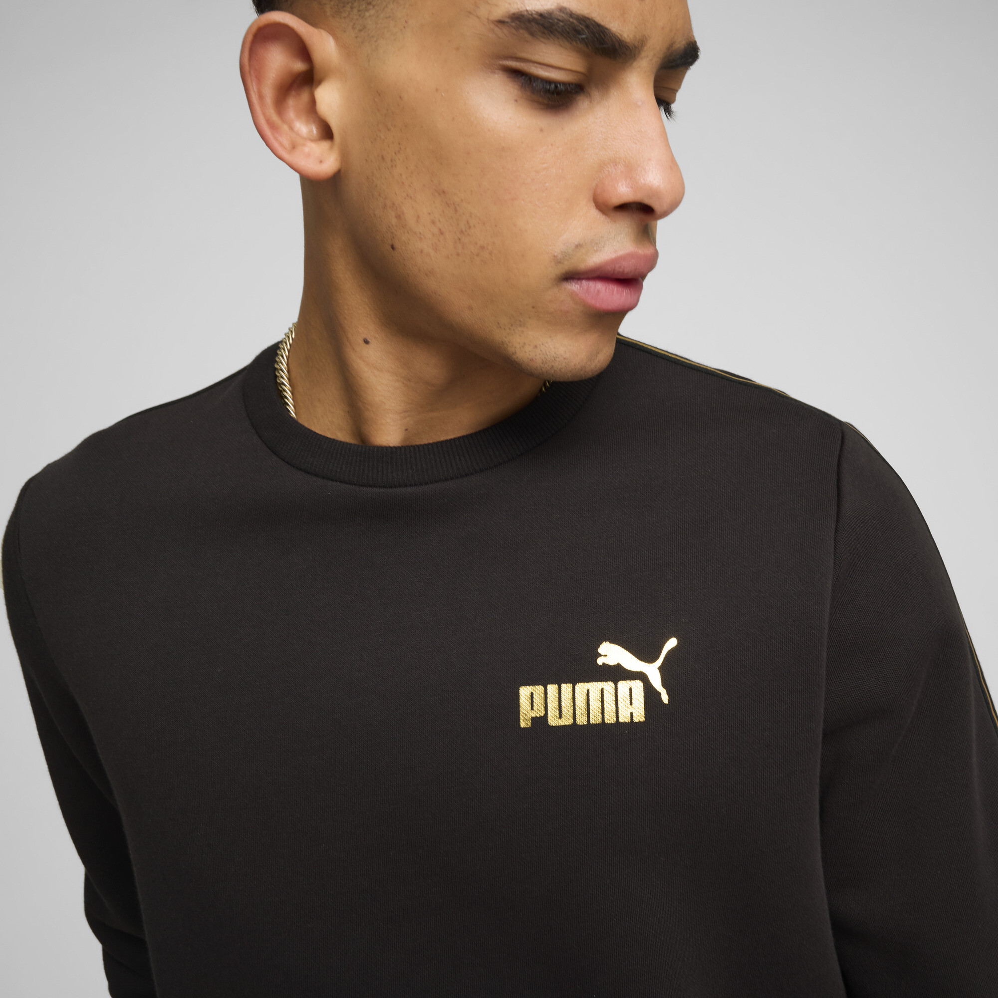 Men's Puma ESS TAPE MINIMAL GOLD Crew, Black, Size XXL, Clothing