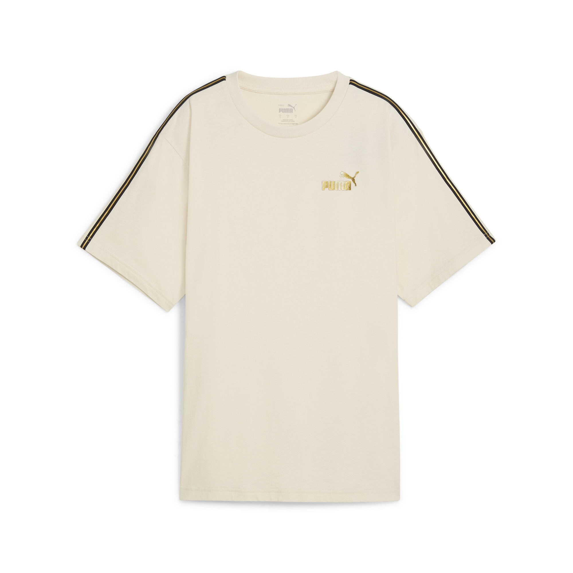 Women's Puma ESS TAPE MINIMAL GOLD T-Shirt, White, Size S, Clothing