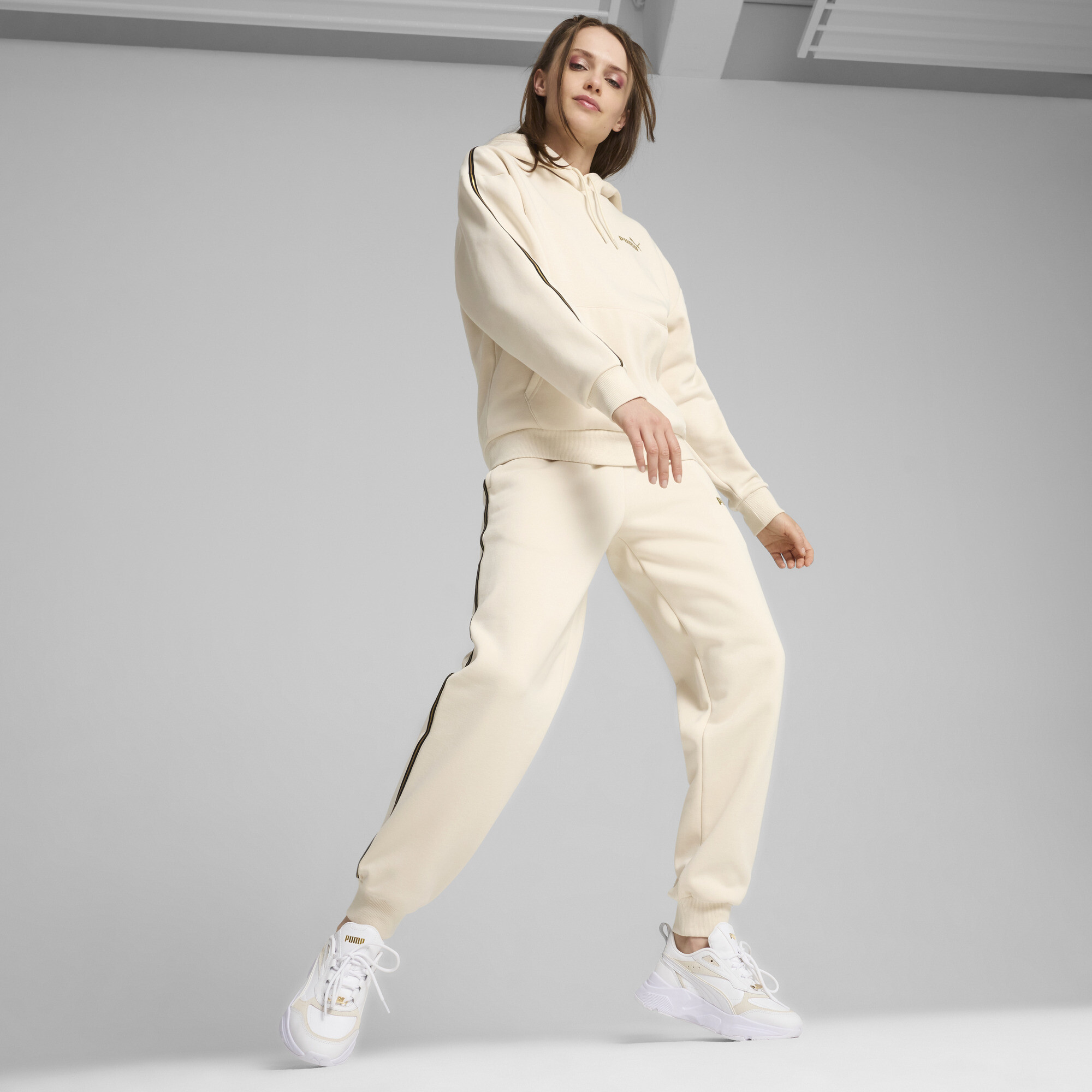 Women's Puma ESS TAPE MINIMAL GOLD Hoodie, White, Size S, Clothing