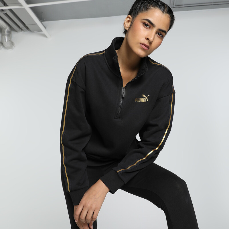 Women's PUMA MINIMAL GOLD Half-Zip Crew-Neck Sweatshirt