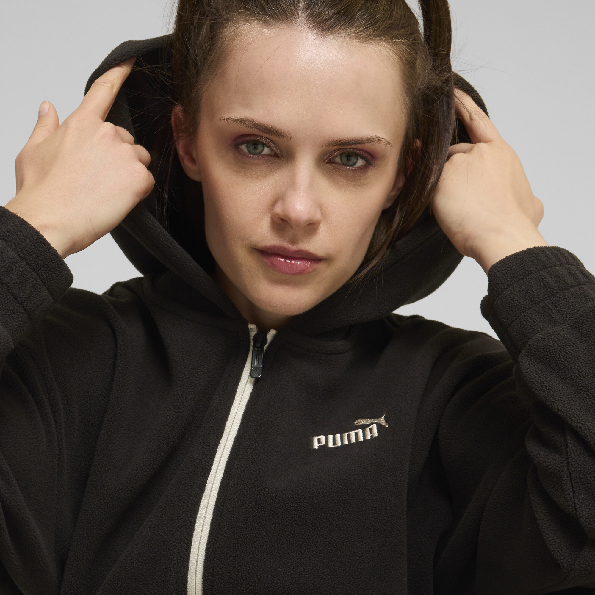 Women's Puma ESS ELEVATED Full-Zip Hoodie, Black, Size M, Clothing