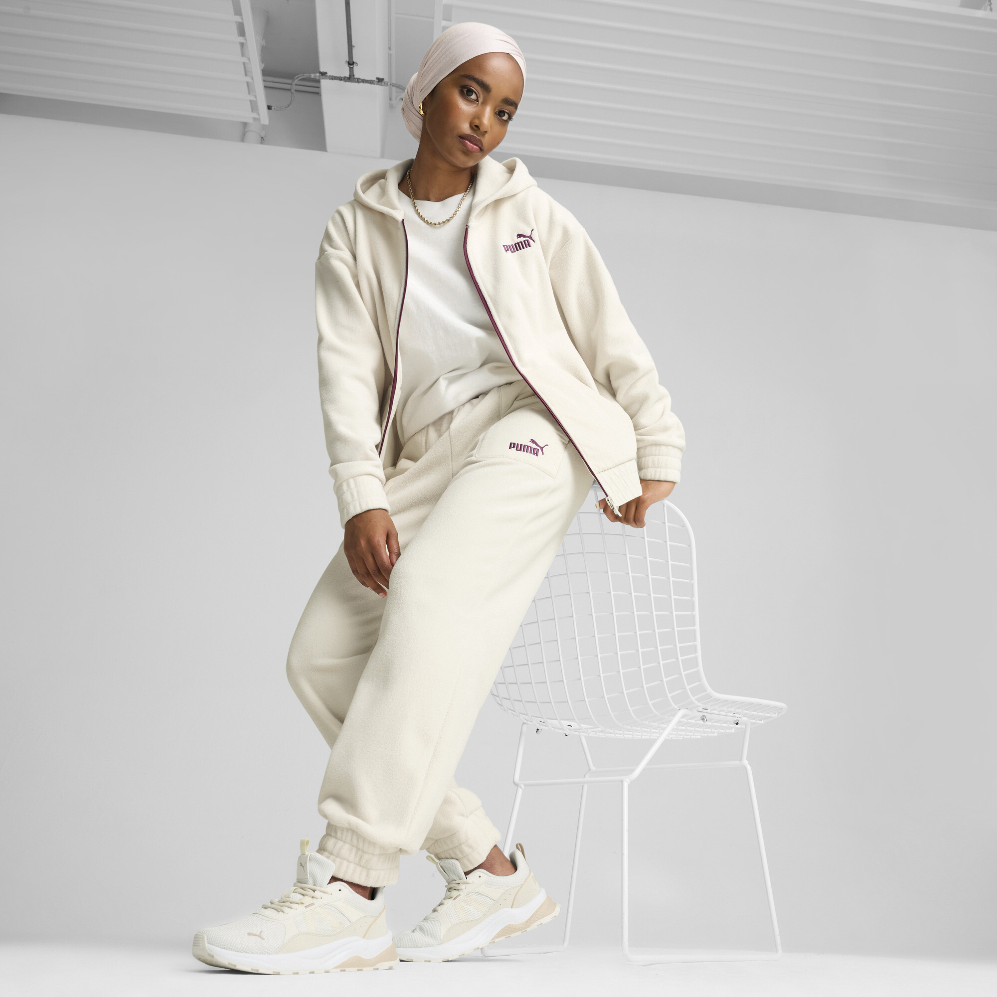 Women's Puma ESS ELEVATED Full-Zip Hoodie, White, Size L, Clothing