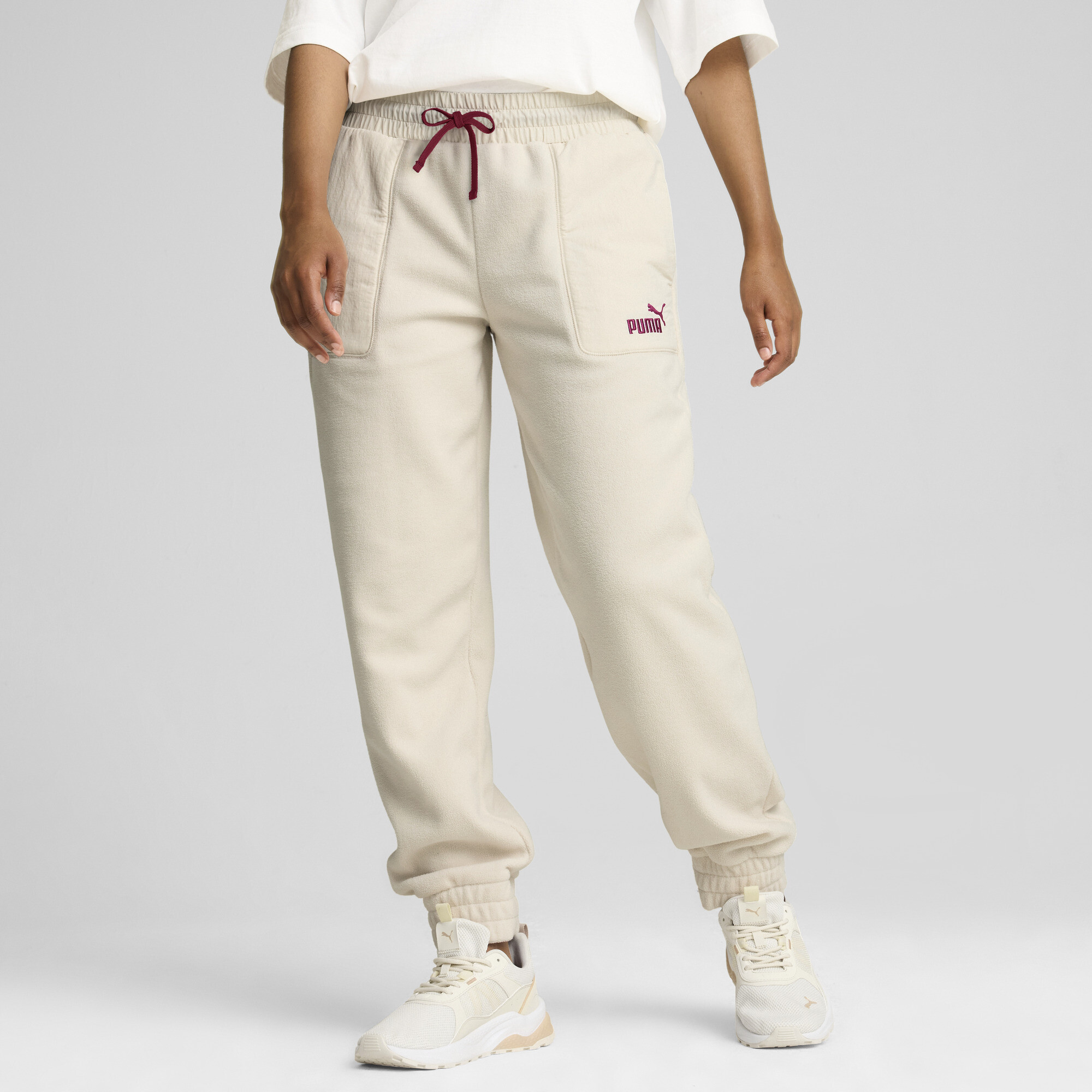 Women's Puma ESS ELEVATED Pants, White, Size S, Clothing