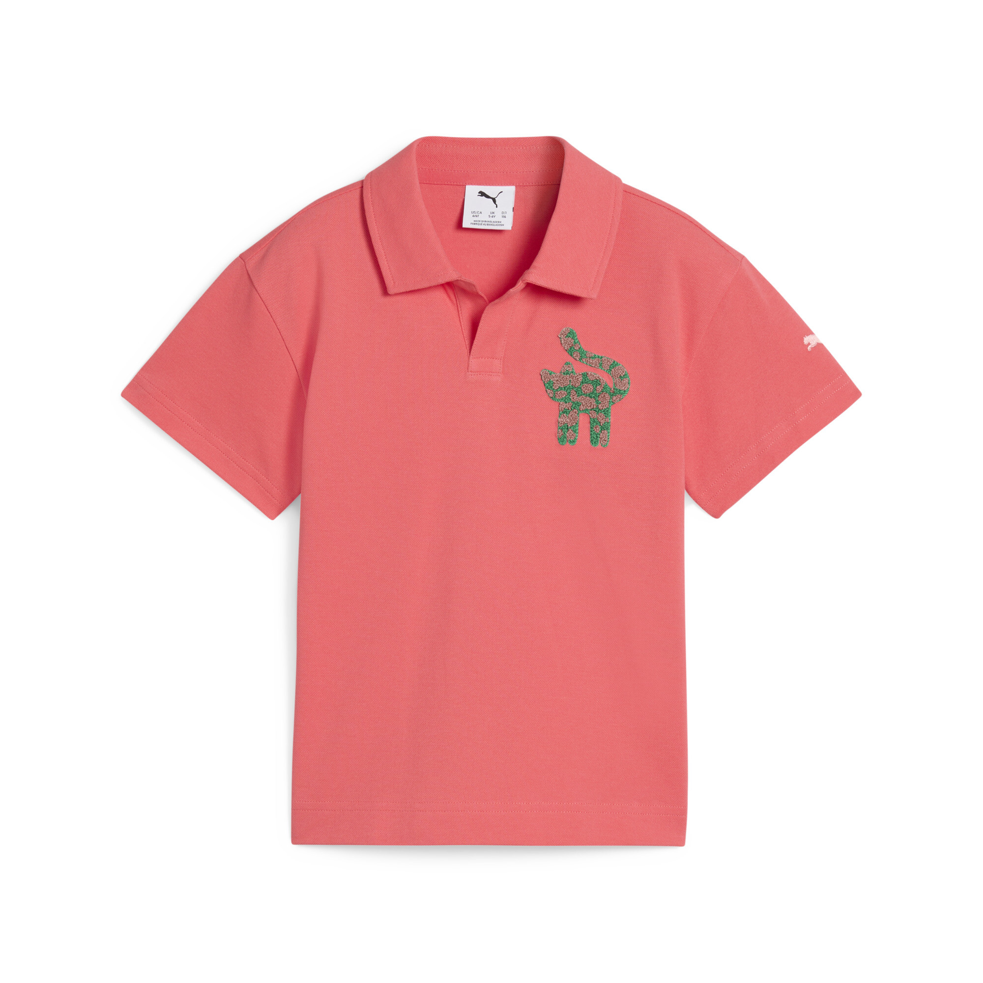 Puma Cats Club Pique-Poloshirt Kinder | Mit Print | Peach Frost | Größe: 6-7Y