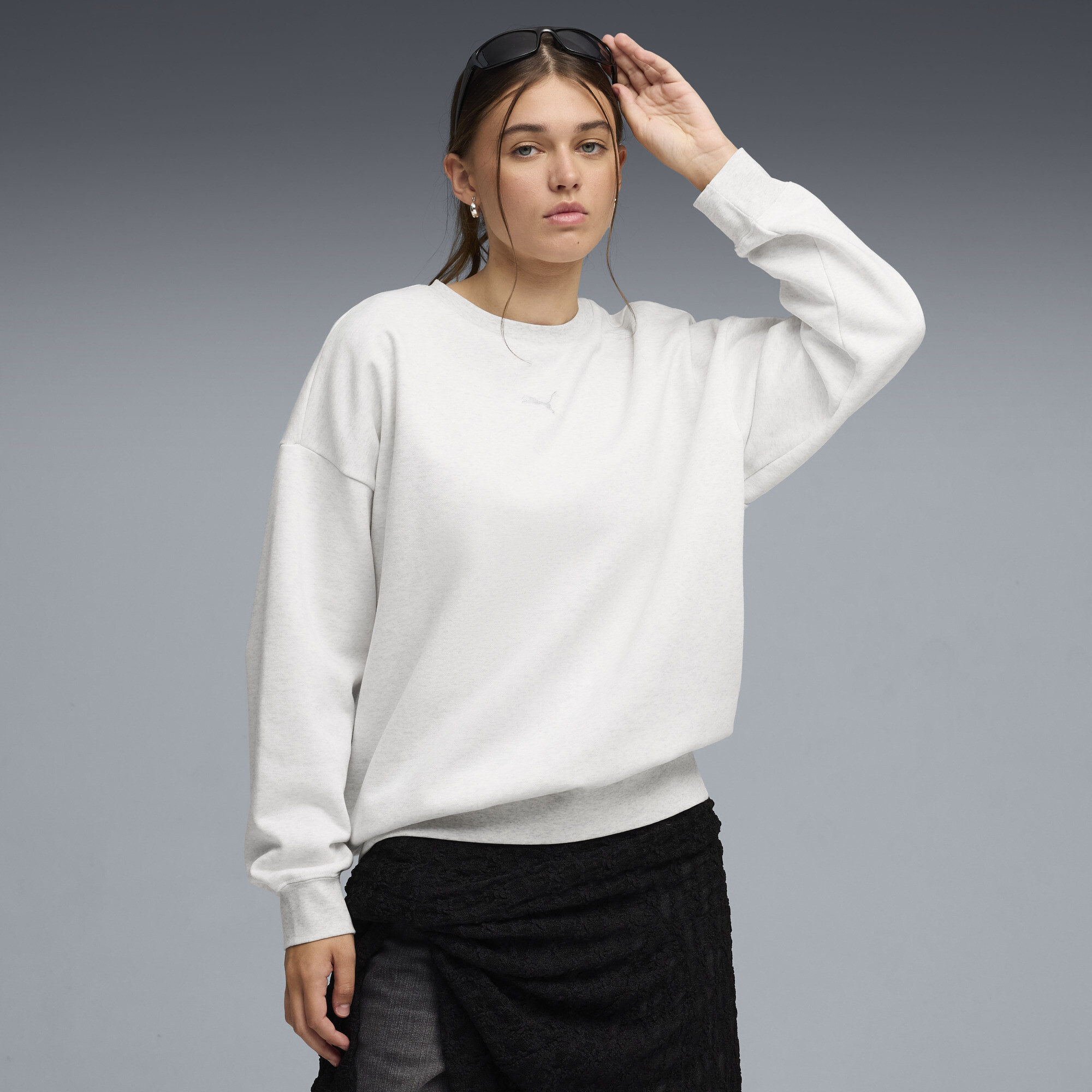 PUMA Essentials Oversized Sweatshirt Damen, Kleidung, Weiß, L