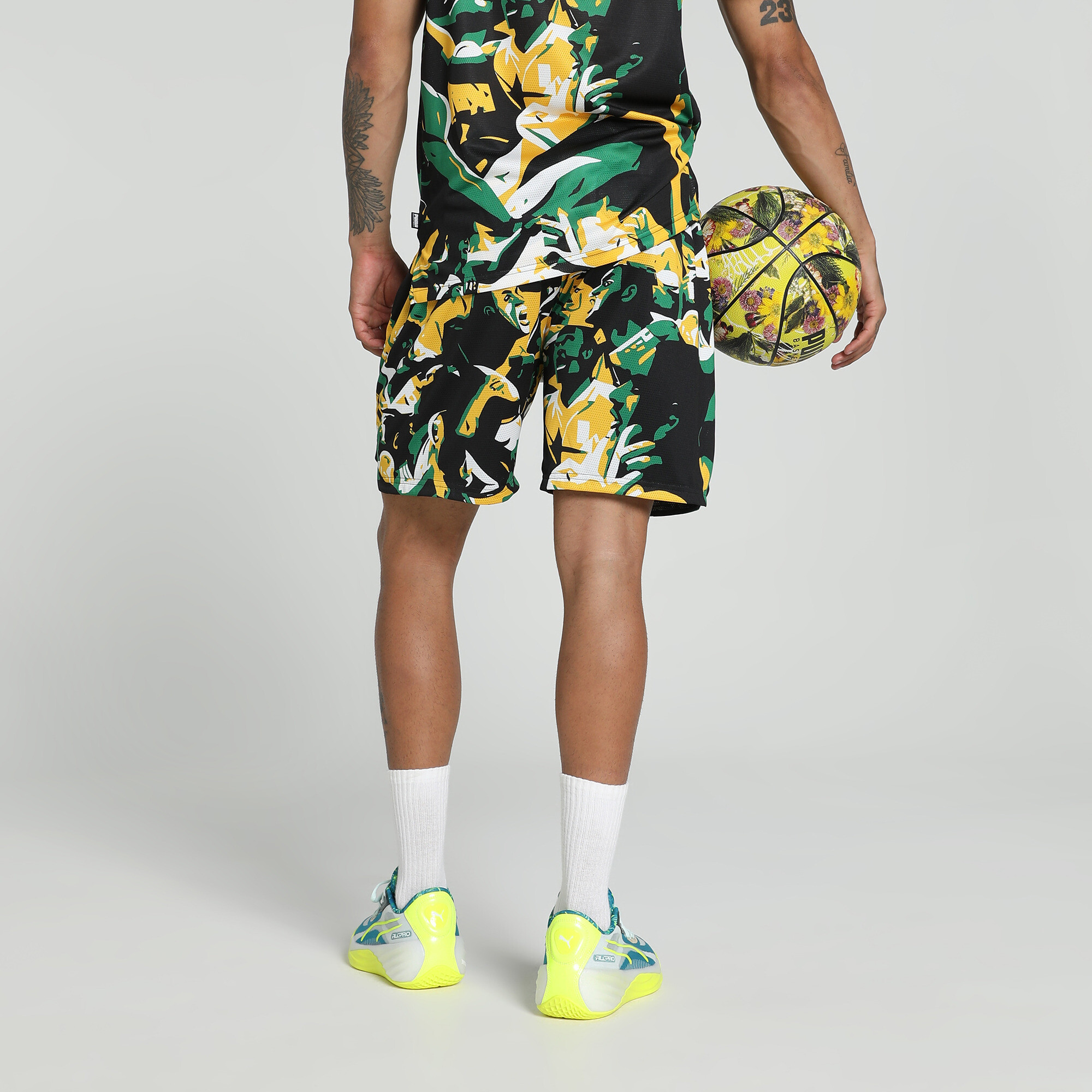 Rival Rage All-Over short met print voor Heren, Groen, Maat M | PUMA