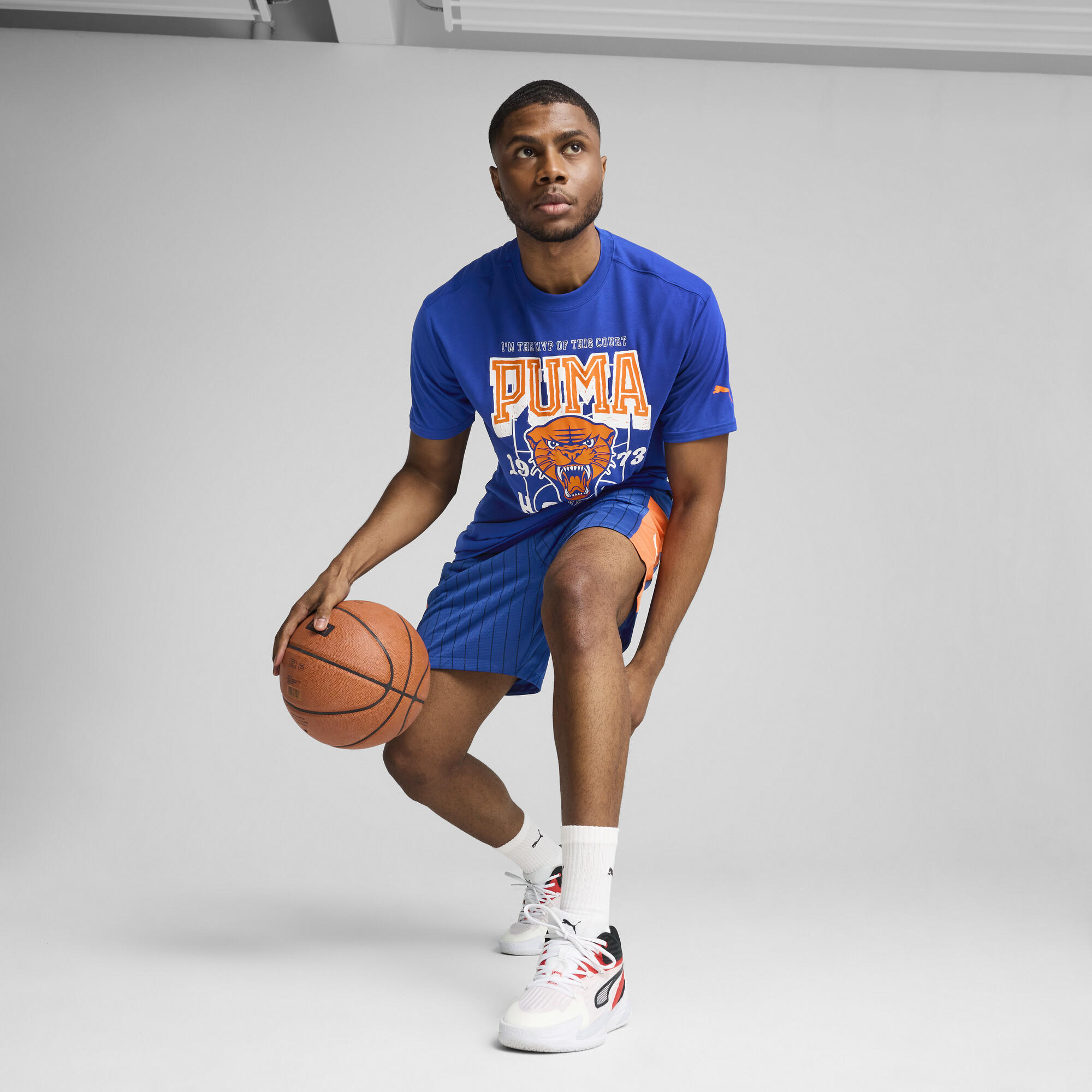 PUMA Rival Rage basketbal-T-shirt voor Heren, Blauw, Maat L thumbnail 4