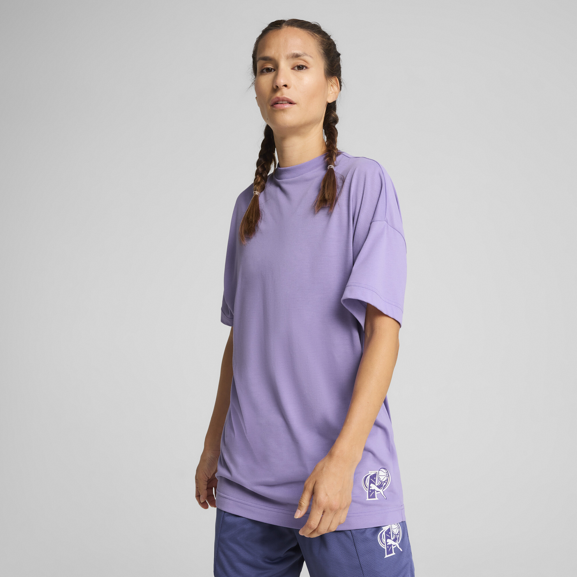 Puma Arc-hitect Basketball T-Shirt Damen | Mit Plain | Lavender Alert | Größe: L