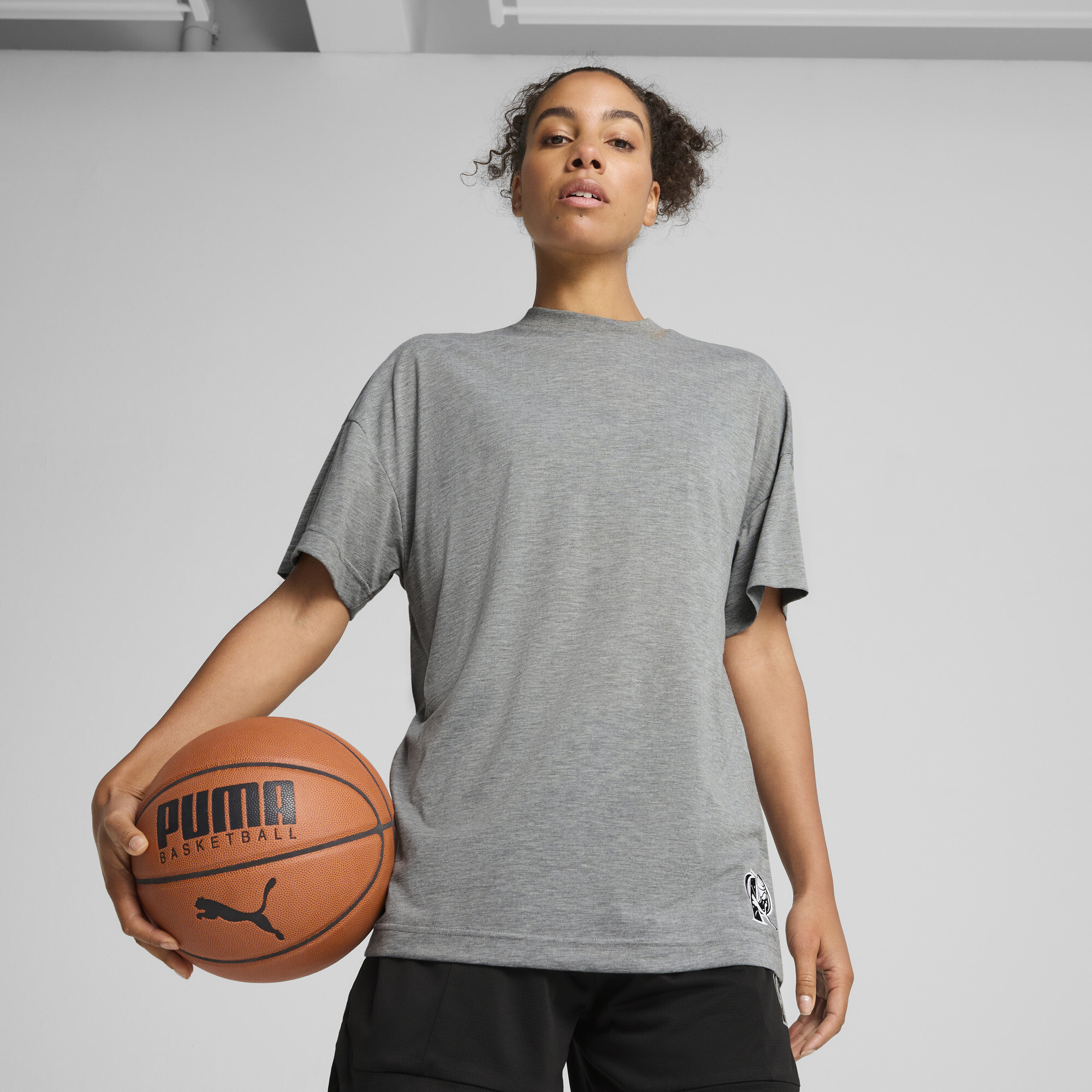 Puma Arc-hitect Basketball T-Shirt Damen | Mit Plain | Medium Gray Heather | Größe: M