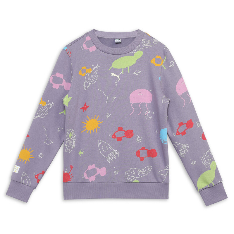 PUMA Classics Printed Crew-Neck Youth Sweatshirt