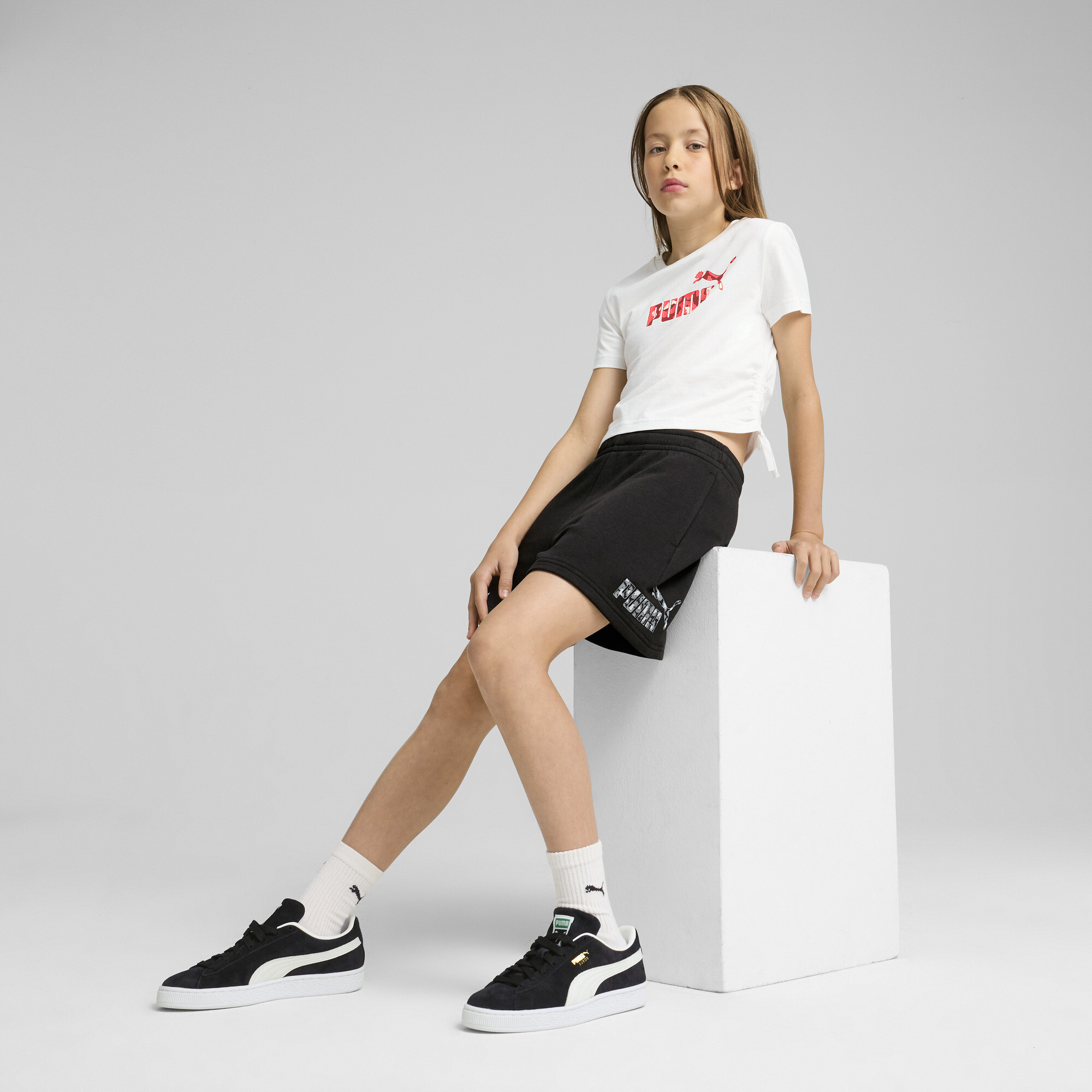 PUMA Essentials Animal Print Big Kids' Knotted Tee - Picture 9 of 10