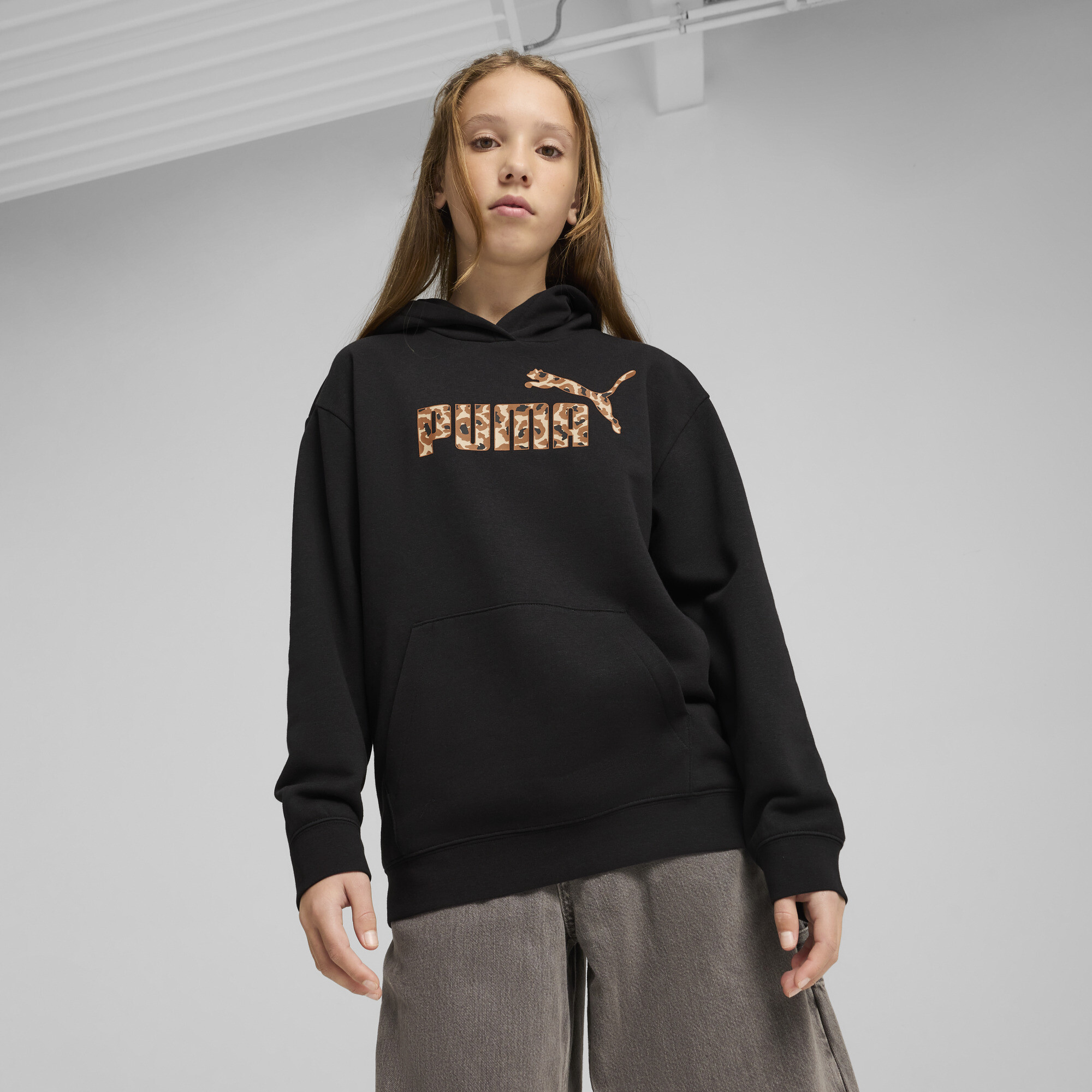 Puma Essentials Animal Logo Infill Hoodie Teenager Für Damen Für Kinder | Mit Logo Print | Black | Größe: 11-12Y