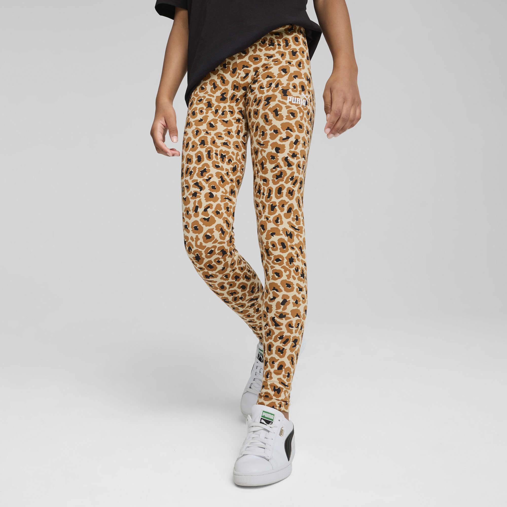 Puma Essentials Animal Big Kids' Leggings In Beige
