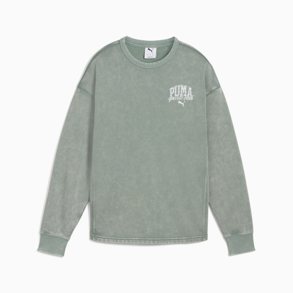 PUMA CLASS Comfort Washed Crew Women, Green Moon, large-ZAF